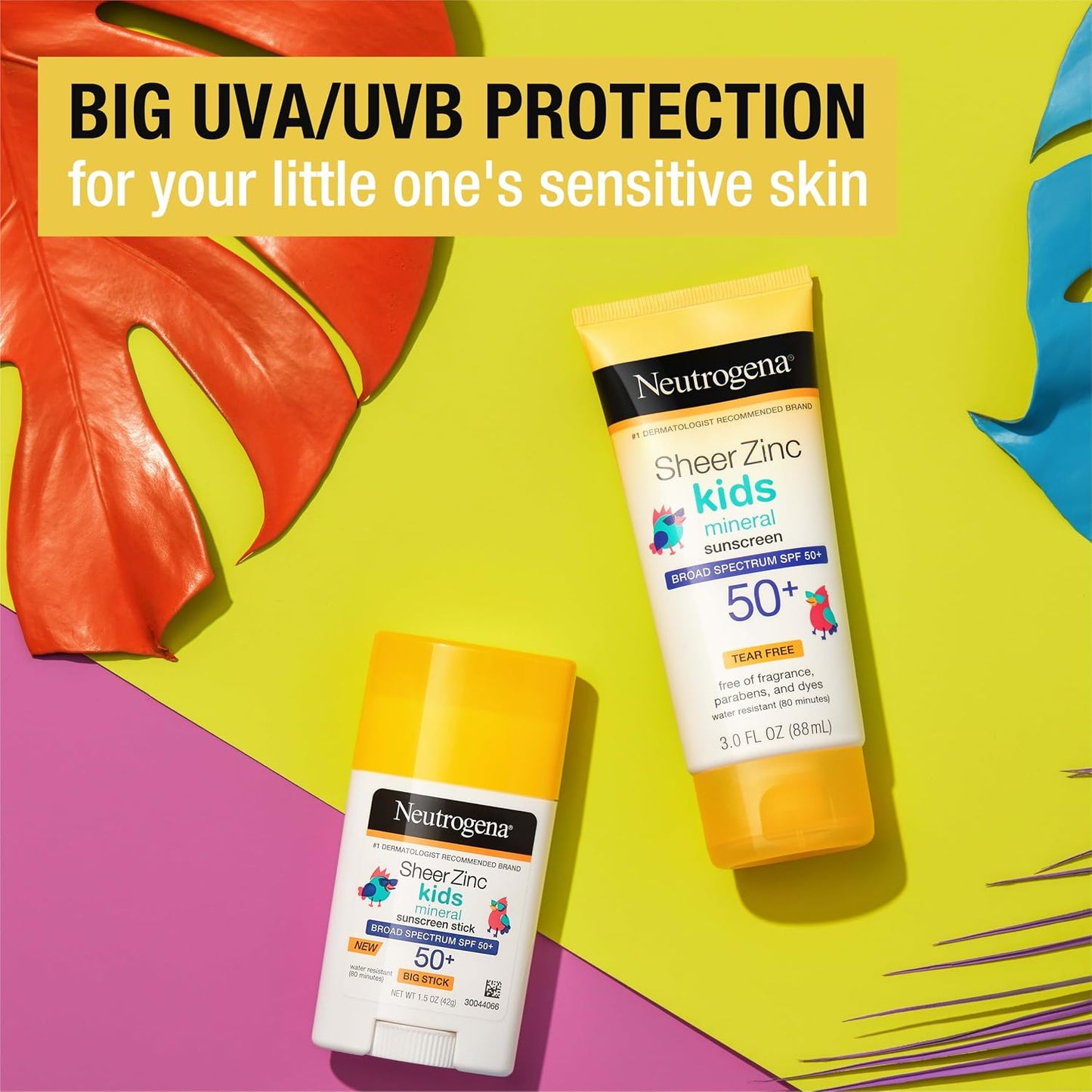 HotNeutrogena Kids Mineral Sunscreen Sheer Zinc Oxide Lotion, Broad Spectrum SPF 50 with UVA/UVB Protection, Water Resistant for 80 Minutes, Fragrance and Tear Free, 3 FL OZ