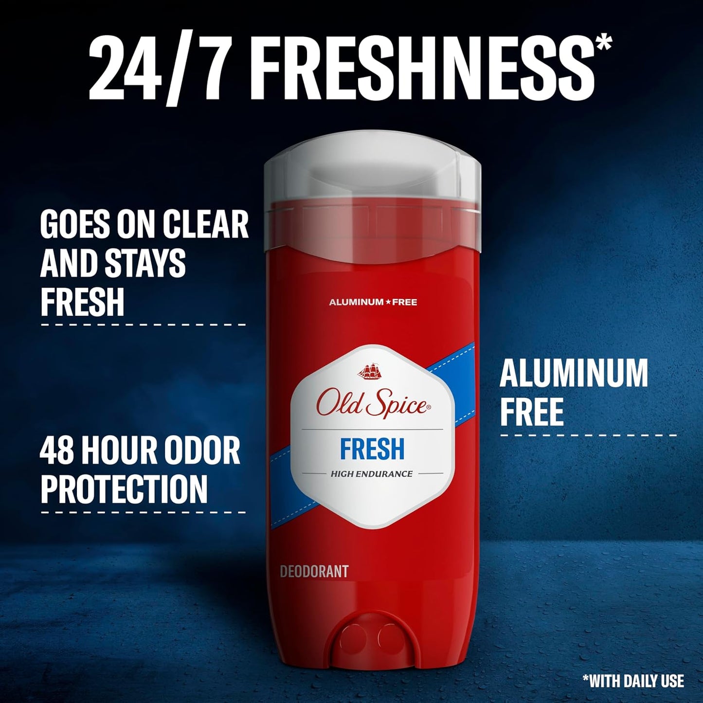 HotOld Spice Aluminum Free Deodorant for Men, High Endurance, 24/7 Lasting Freshness & Long Lasting Scent, 24/7 Advanced Sweat & Odor Protection, Fresh Scent, 3.0 oz (Pack of 2)