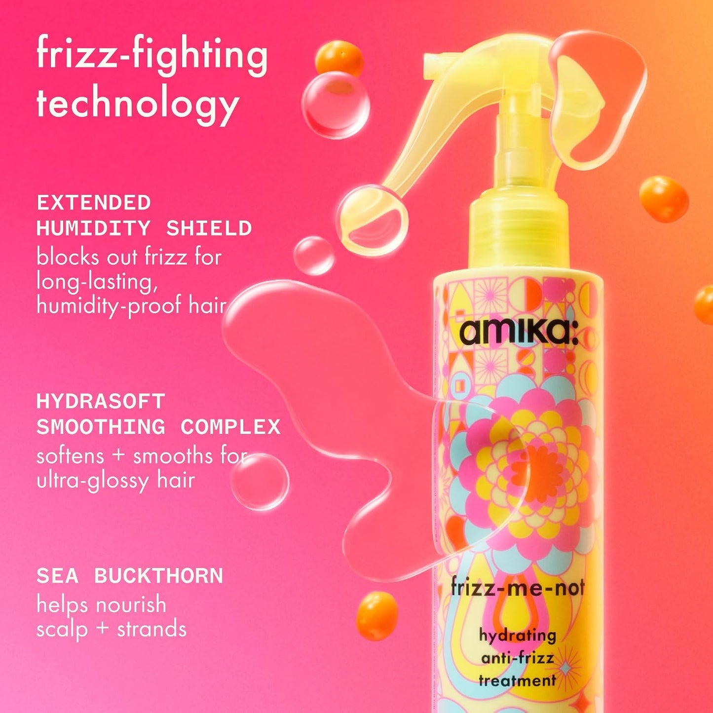 Hotamika frizz-me-not hydrating anti-frizz treatment | lightweight hydrating spray for medium to thick coarse hair types 2a-4c, humidity + heat protection, smooth frizz for up to 3 days