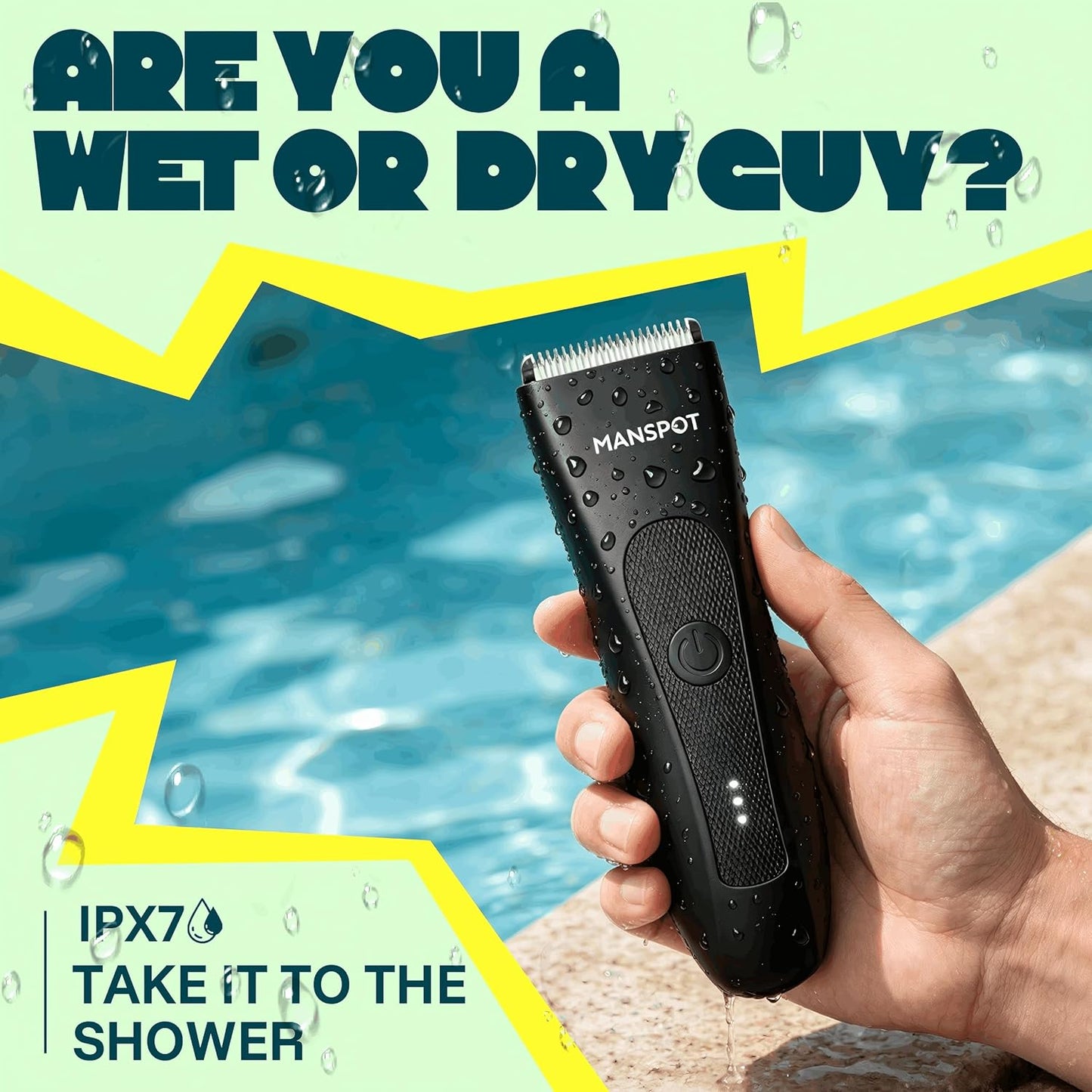 HotMANSPOT Manscape Groin & Body Hair Trimmer for Men, Electric Ball Pubic Trimmer Shaver,Manscape Kit with 4 Guard,Replaceable Ceramic Blade Heads,Waterproof Wet/Dry Shaver,90 Minutes Shaving