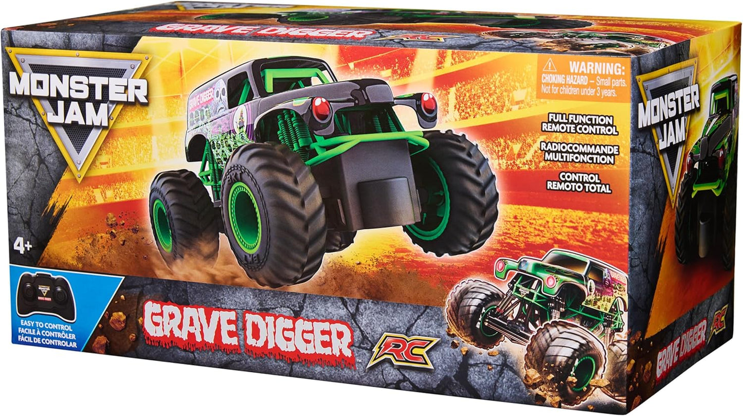 HotMonster Jam Official Grave Digger Remote Control Monster Truck, 1:24 Scale, 2.4 GHz, for Ages 4 and Up