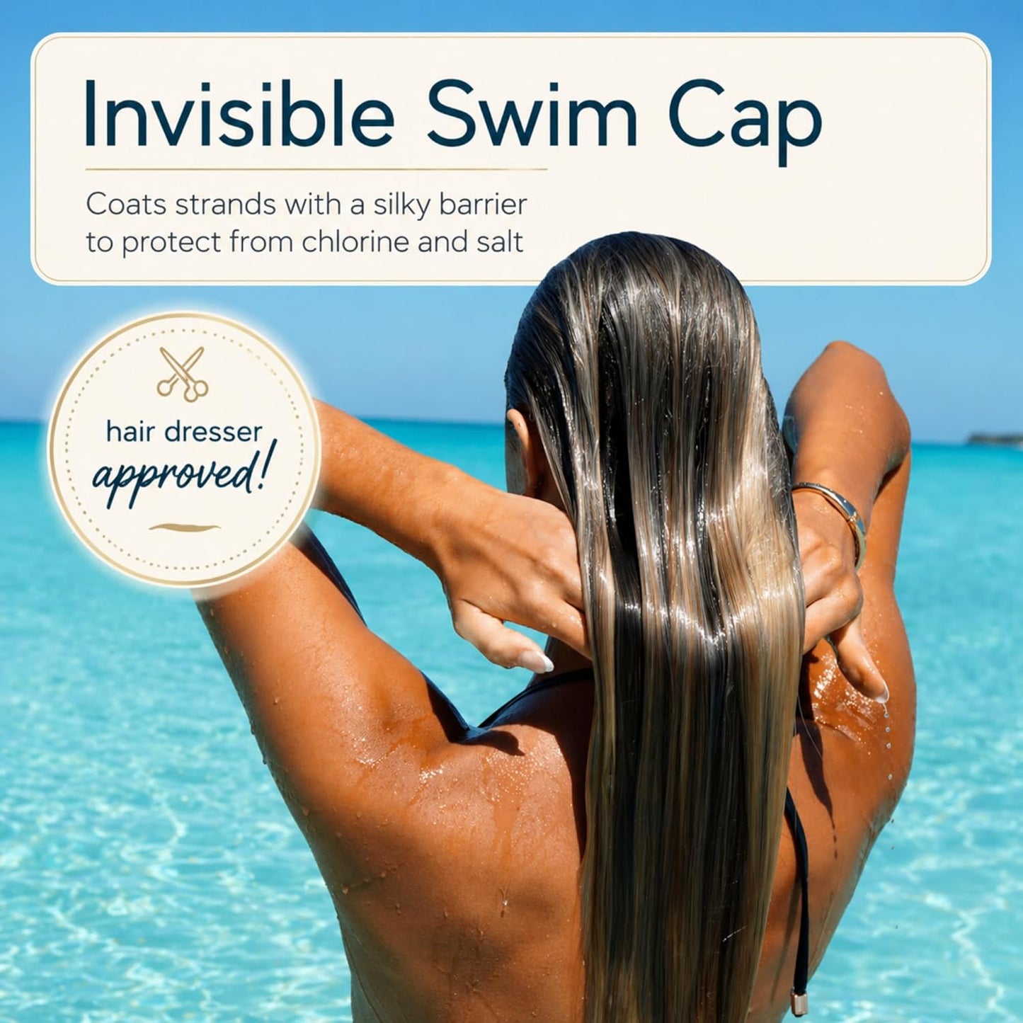 HotPRE-SWIM Saltwater & Chlorine Hair Protectant, Leave In Conditioner for Swimming, Pool & Beach for Dry Frizzy, Color Treated Hair & Extensions, Tropical Coconut Pineapple Scent, 6.8 fl oz