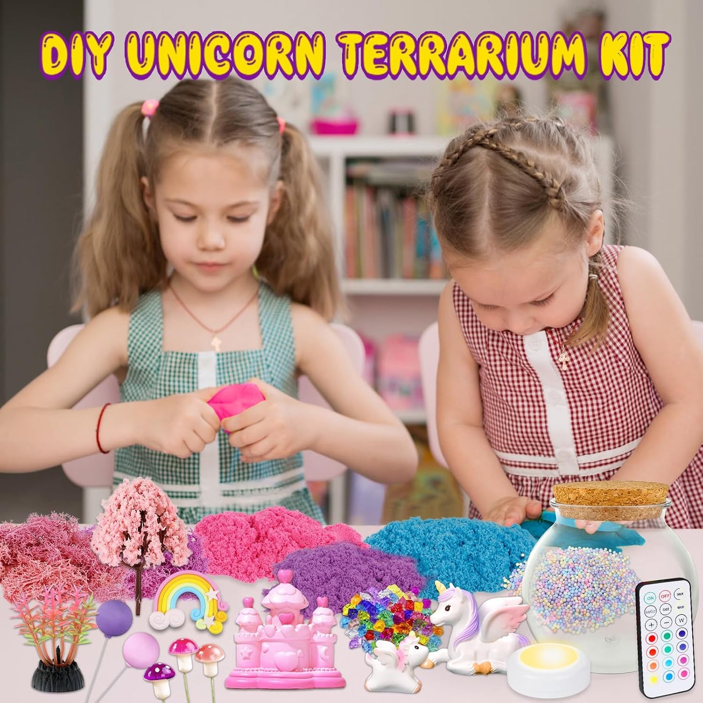 Hot 7july Unicorn Terrarium Crafts Kit for Kids-LED Night Light Up & Remote Unicorn Birthday Gifts Toys for Girls Ages5 6 7 8 9 10 Year Old-Christmas Gifts for Girls