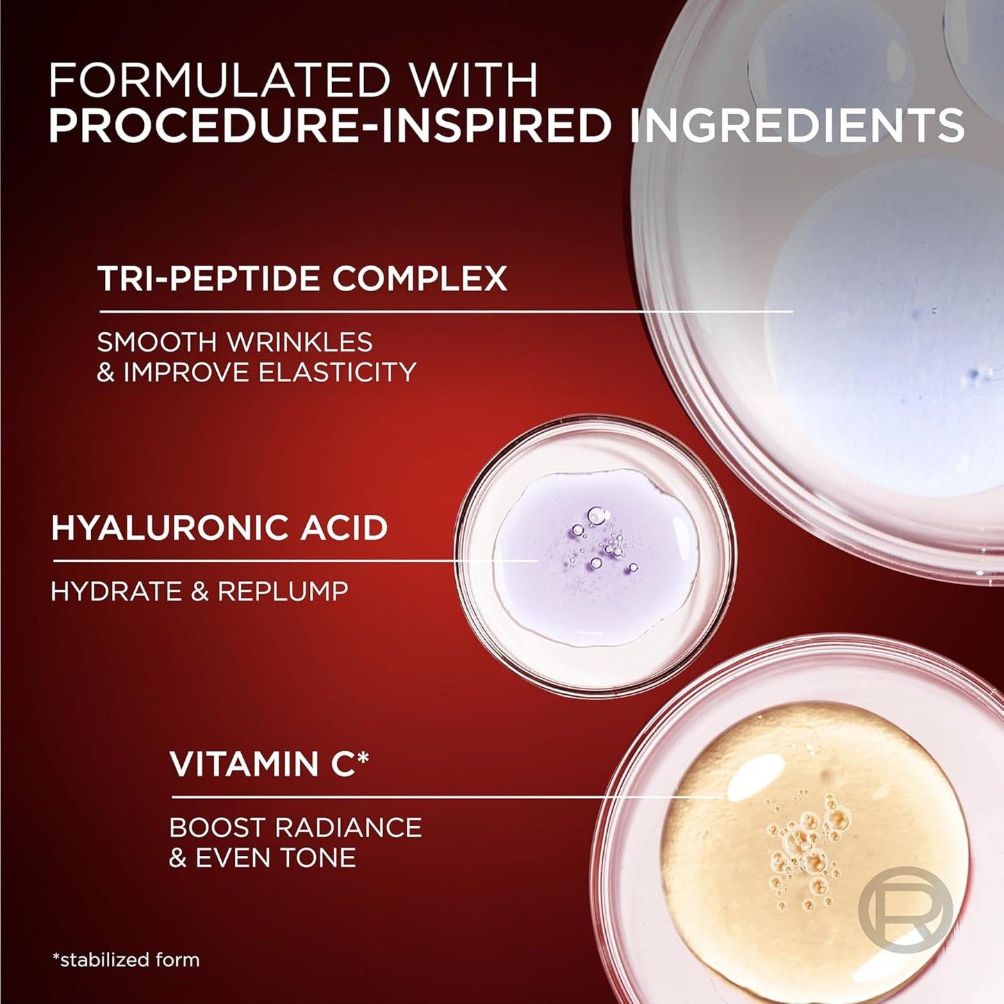 HotL'Oreal Paris Revitalift Triple Power Face Serum with Tri-Peptides, Hyaluronic Acid and Vitamin C, Anti Aging, Anti Wrinkle Serum to Firm and Brighten, 1 FL oz, + Sample