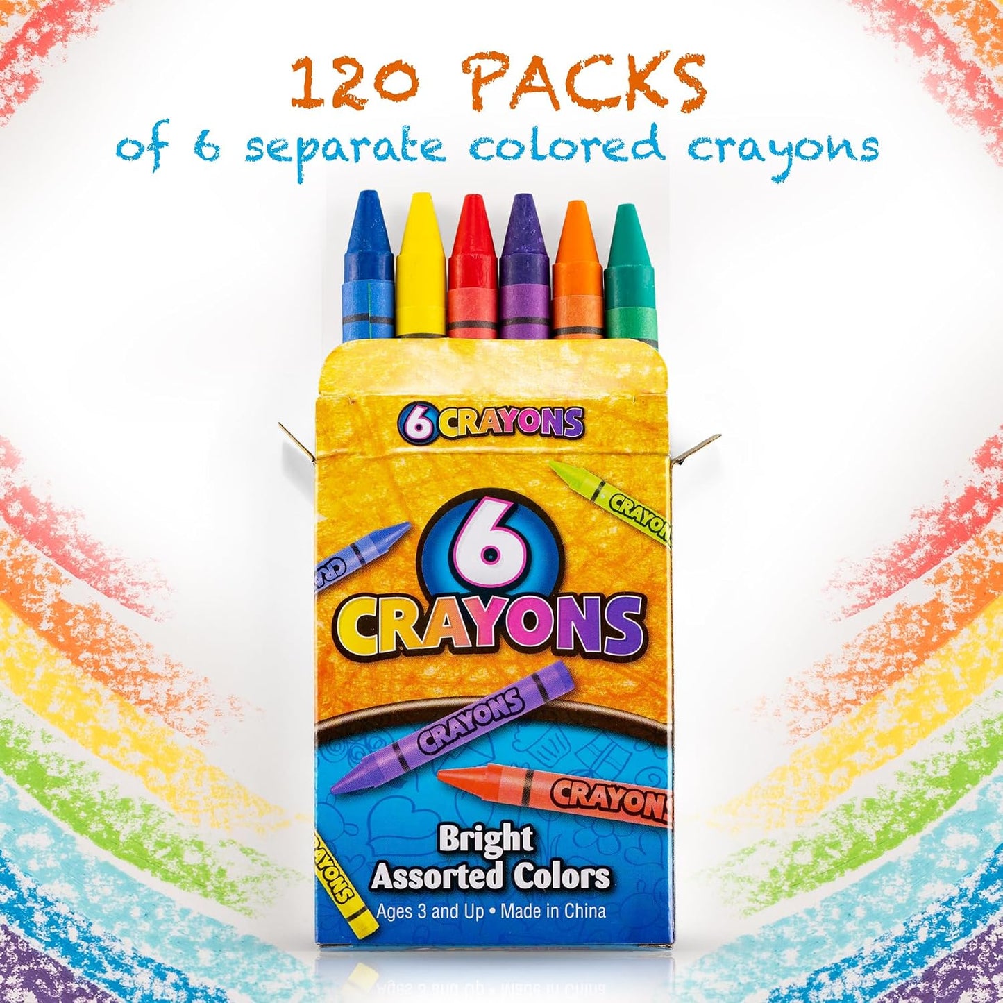 Hot Bedwina Bulk Crayons - Case of 120, 6-Packs Total 720 Crayons Bulk School Supplies for Kids, Toddlers, Teachers, Restaurants & Classrooms, Nontoxic Travel, Party Favors, Goody Bags, Stocking Stuffers