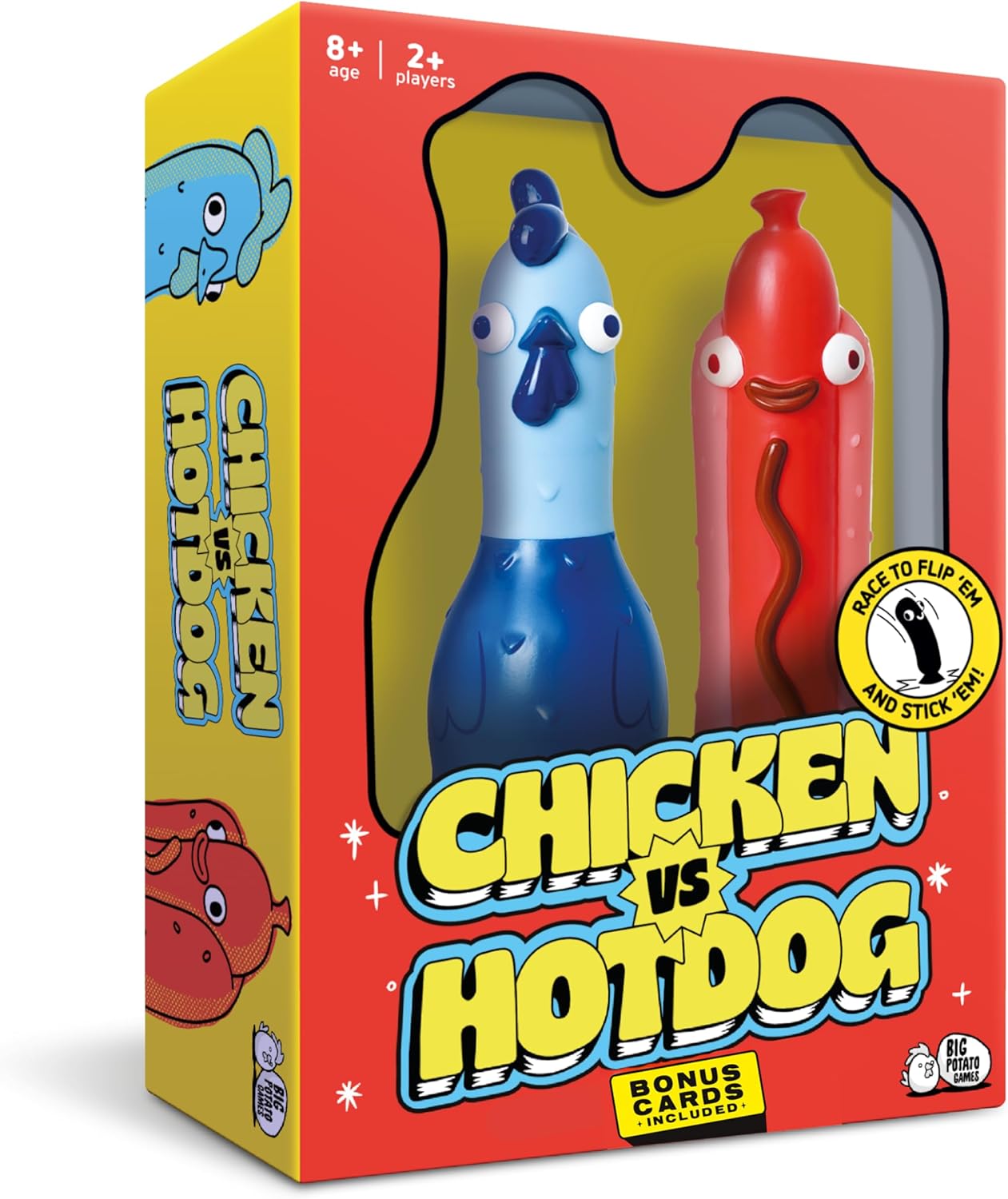 HotBig Potato Chicken vs Hotdog Action Party Game for Kids and Adults | Flip Your Sling'em, Silly Board Game, Head-to-Head Flipping Duel, Fast & Funny, 2+ Players, Ages 8+, Yard and Outdoor Game