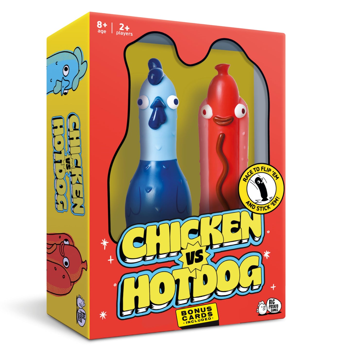 HotBig Potato Chicken vs Hotdog Action Party Game for Kids and Adults | Flip Your Sling'em, Silly Board Game, Head-to-Head Flipping Duel, Fast & Funny, 2+ Players, Ages 8+, Yard and Outdoor Game