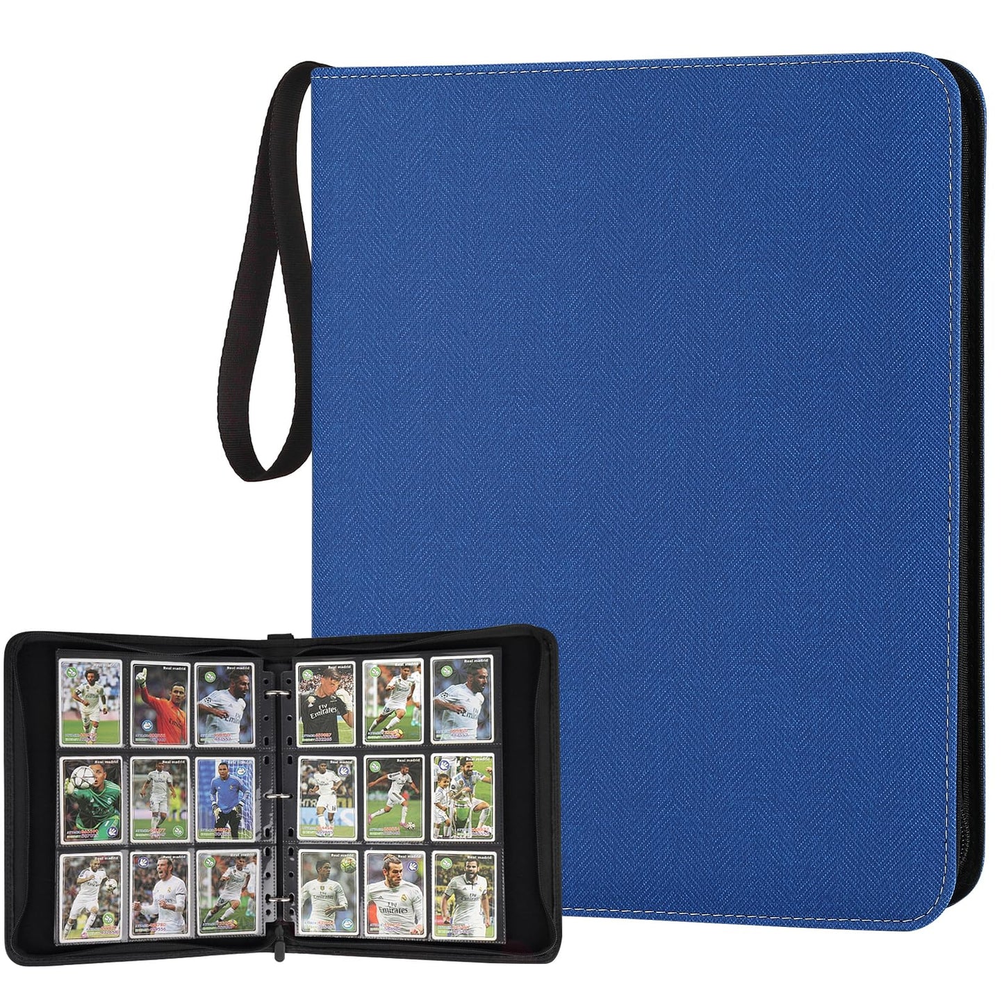 HotGERMUN 9 Pocket Trading Card Binder,720 Cards,40 Top-Loading Pages, Double Sided Pockets PU Cover Zipper Collection Album Folder for Standard MTG, TCG, Sports Cards(Black)