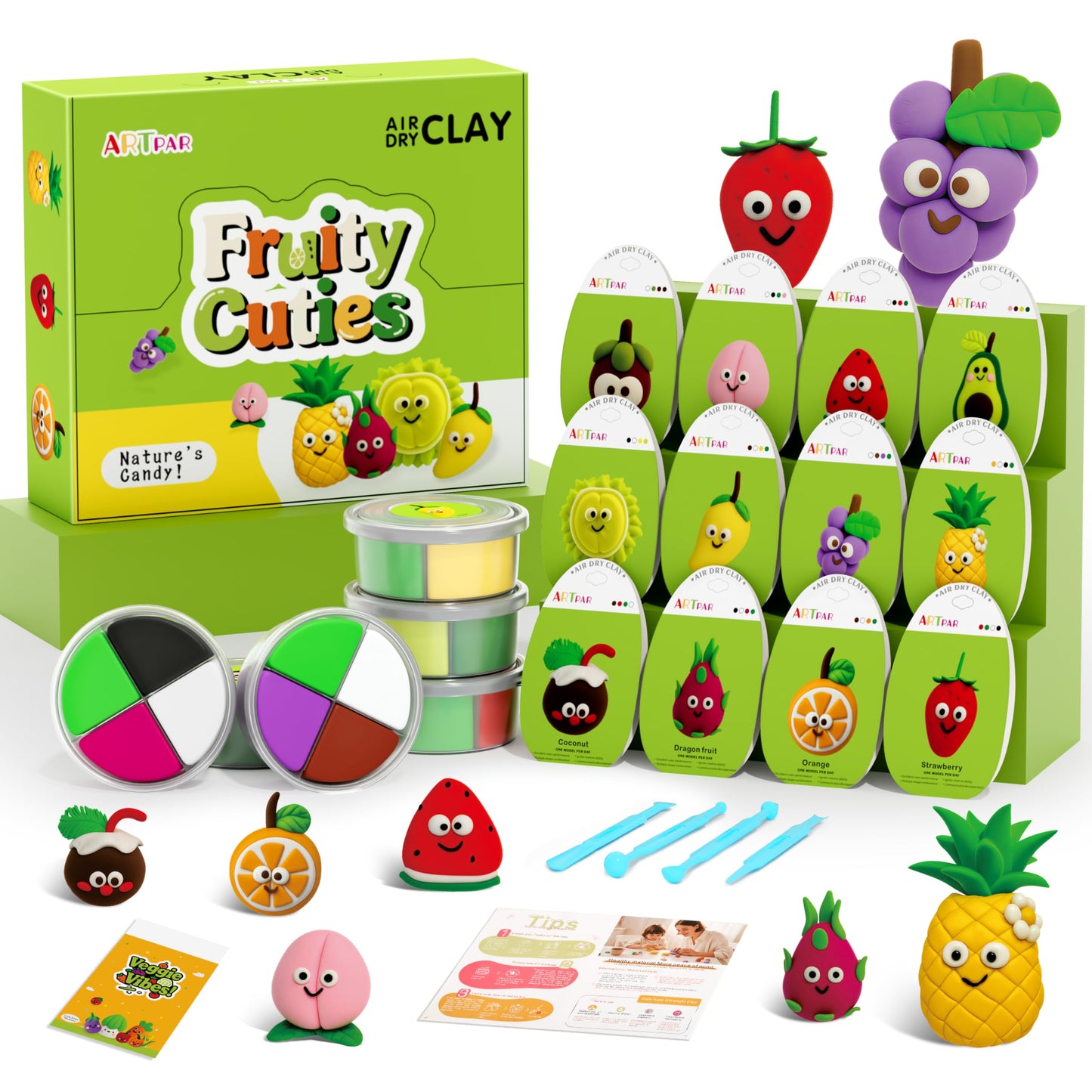 HotARTPAR Air Dry Clay Kit,12 Desserts Modeling Magic Clay for Kids Craft Kit | Ultra-Light & Soft, Safe and Non-Sticky | Cute DIY Art & Crafts Fun Kitchen Toys, Home Party Favors Gifts for Boys & Girls