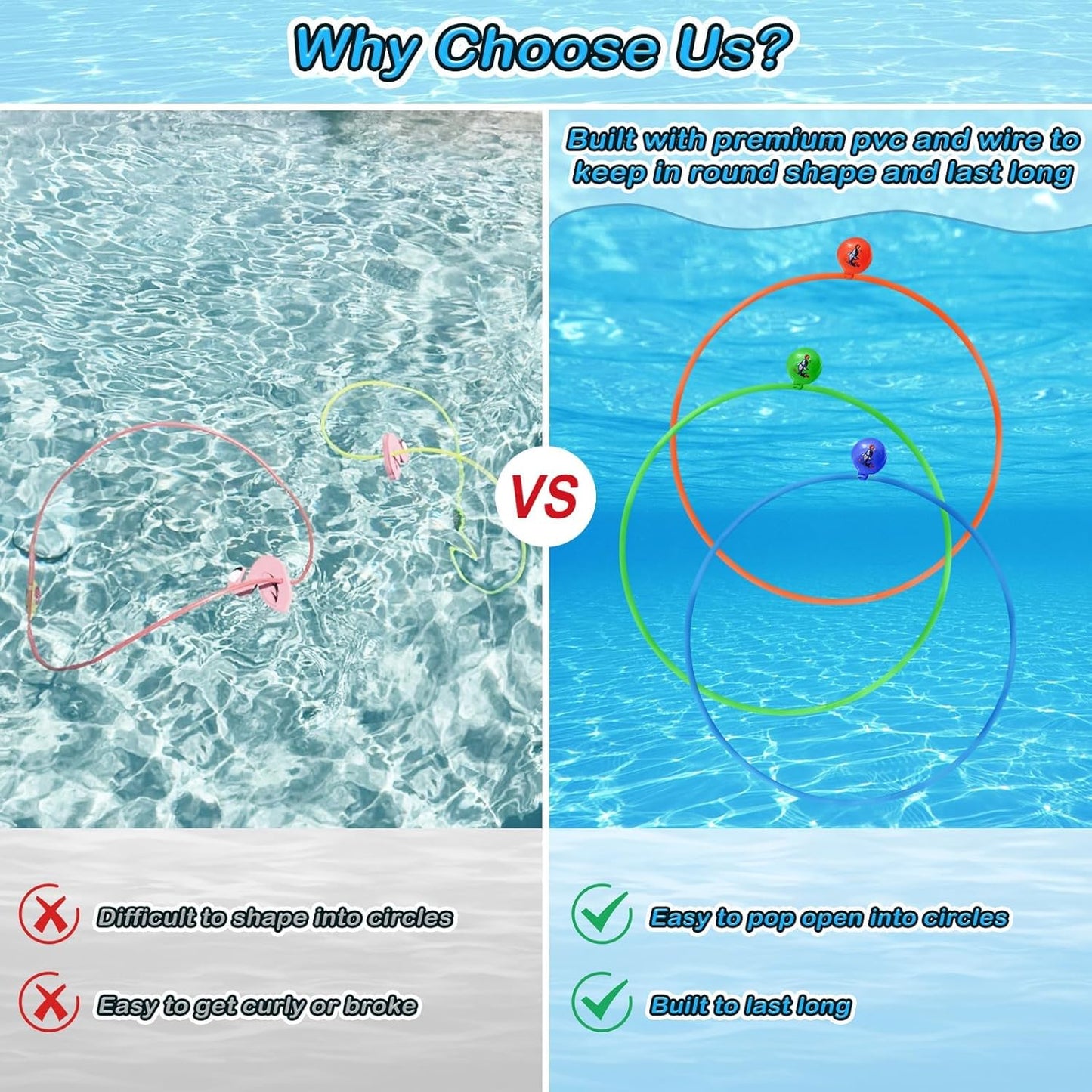 HotJasonwell Pool Toys Diving Rings - 28PCS Swim Thru Rings Pool Game Diving Toys with Dive Ring Underwater Treasures Torpedo Bandits Fish Toy Fun Water Swimming Toy for Boys Girls Kids Teens Adults
