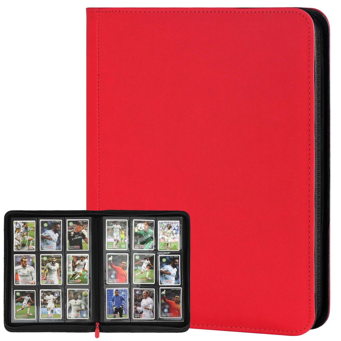 HotGERMUN 9 Pocket Trading Card Binder,720 Cards,40 Top-Loading Pages, Double Sided Pockets PU Cover Zipper Collection Album Folder for Standard MTG, TCG, Sports Cards(Black)