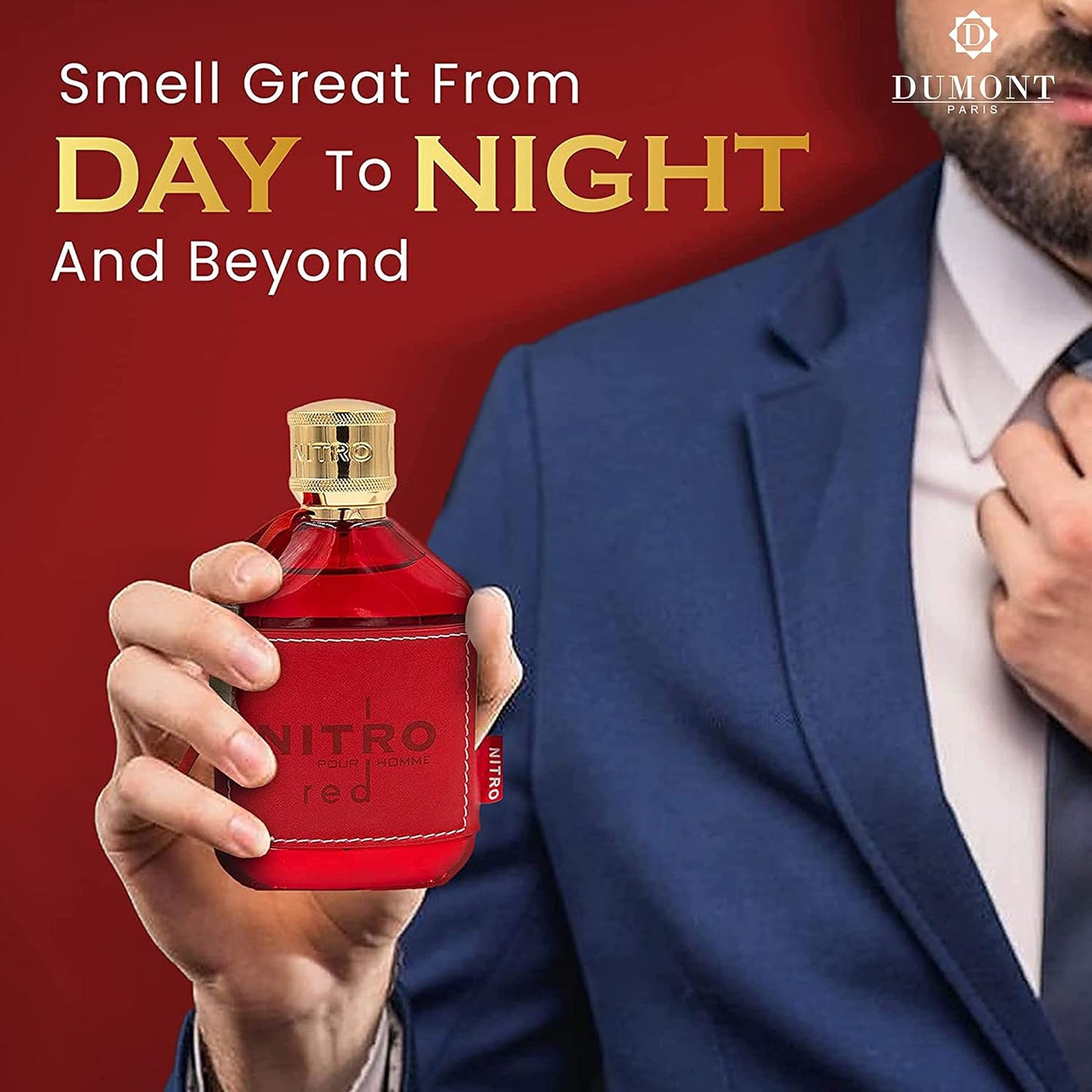 Hot Dumont Nitro Red 3.4 Fl Oz Eau De Parfum for Men – Rich Fruity Woody Floral Fragrance – Luxurious Long Lasting Scent