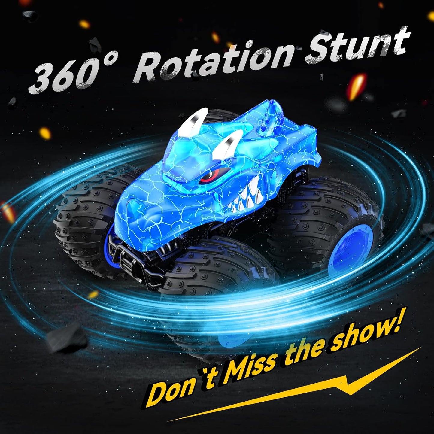 Hot AUUGUU Remote Control Car, 2.4GHz Monster Trucks Toys with Light Spray, Birthday Gift for Kids 3 4 5 6 7 8, All Terrain RC Cars, Toddler Toys for Boys Girls 3+ Year Old