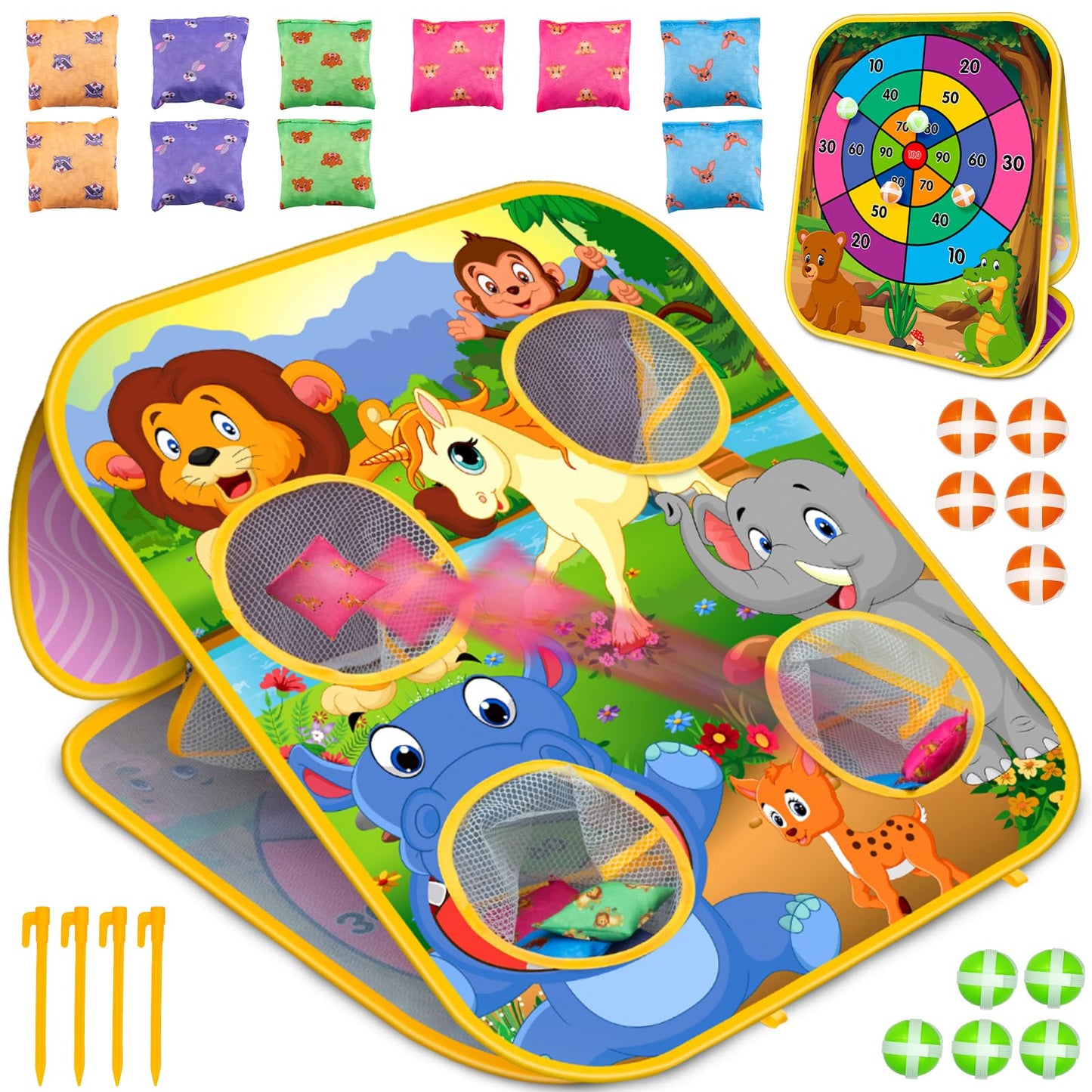 Hot Bean Bag Toss Game for Kids - Cornhole Board Outdoor Toys for Toddlers -Party Activities Carnival Outside Yard Backyard Beach Lawn Games Toy for Kid Boys Girls Age 3 4 5 6 7 8 Year Old Birthday Gifts