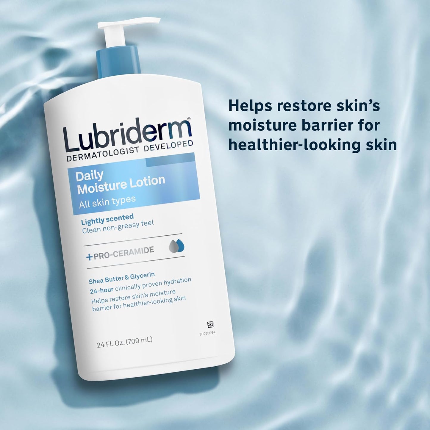 HotLubriderm Daily Moisture Body Lotion + Pro-Ceramide, Body Lotion for Dry Skin, Shea Butter, Glycerin, Lightly Scented Hand Lotion, Non-Greasy 24-Hour Moisturizer, Paraben & Dye Free, 24 Fl Oz