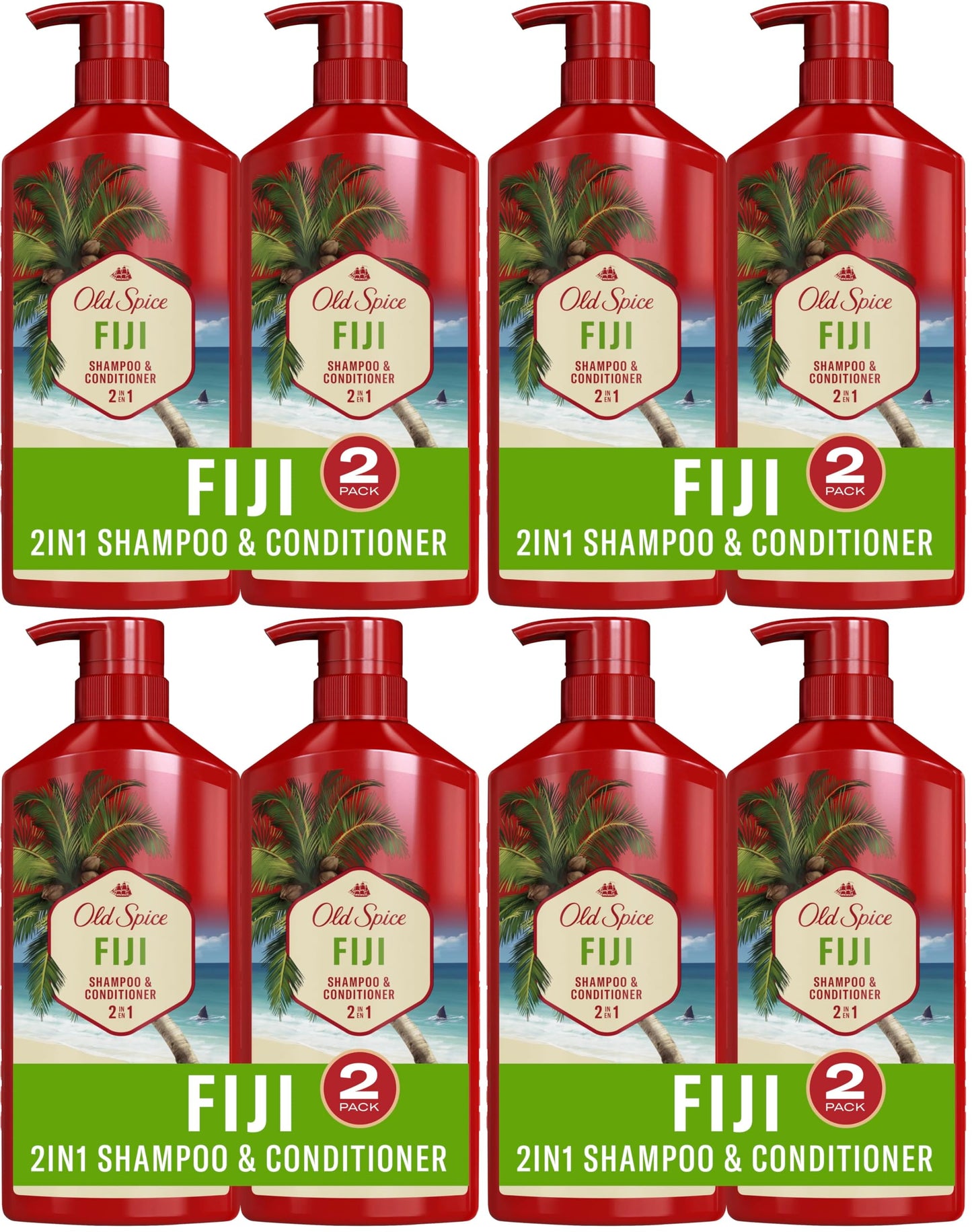 HotOld Spice Mens 2-in-1 Shampoo and Conditioner Set, Fiji, Coconut & Tropical Wood Scent, For All Hair Types, Healthier, Fuller, Moisturized Looking Hair, 21.9 fl oz Each, Twin Pack