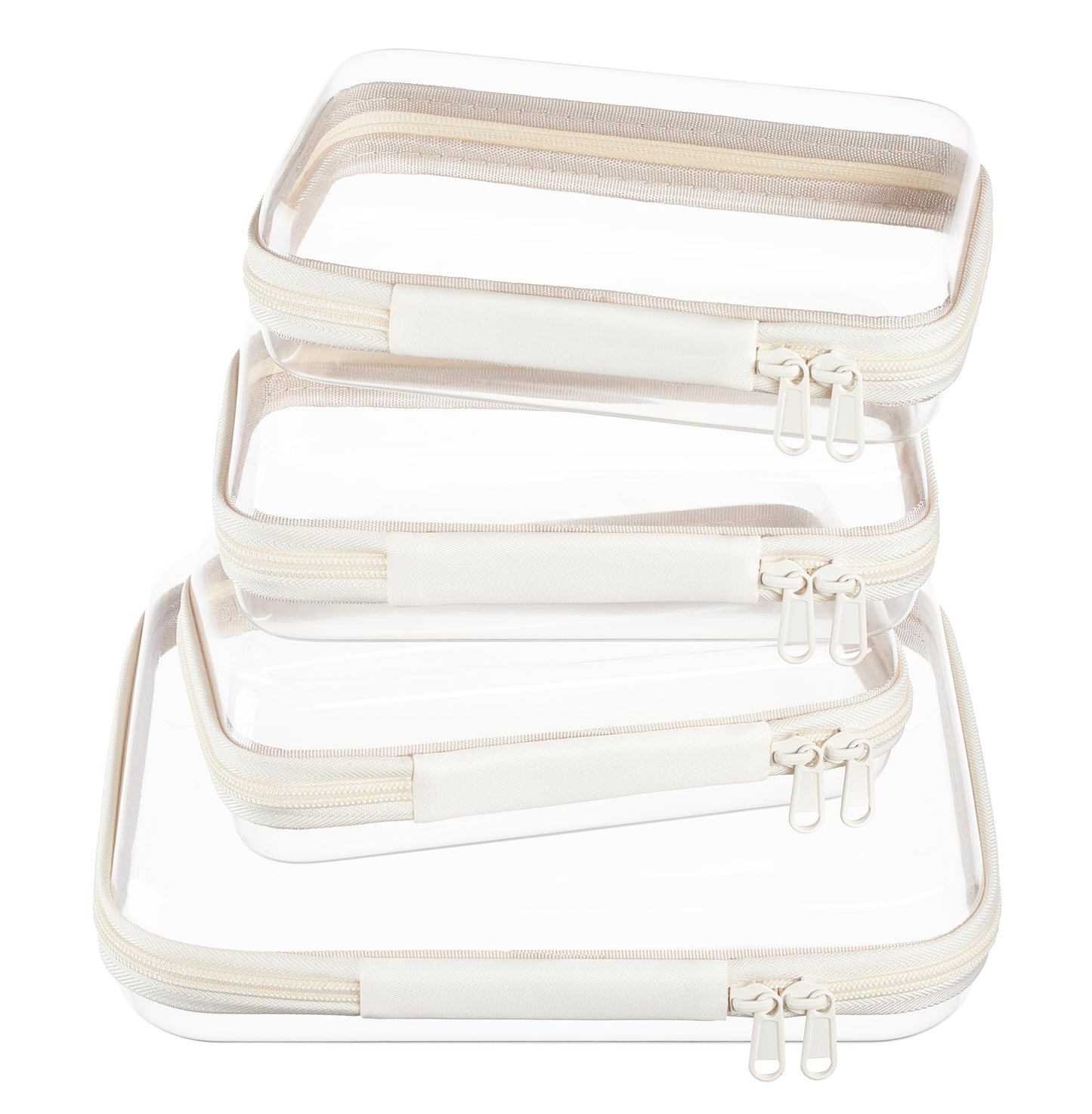 Hot4 pcs Clear Zipper Pouches,Hard Shell Zipper Case | Toiletry Bag for Travel, CLear Diaper Bag, Toiletry Pouch, Travel Organizer, Cosmetic Bag,Toy Storage Bins (M+3S)