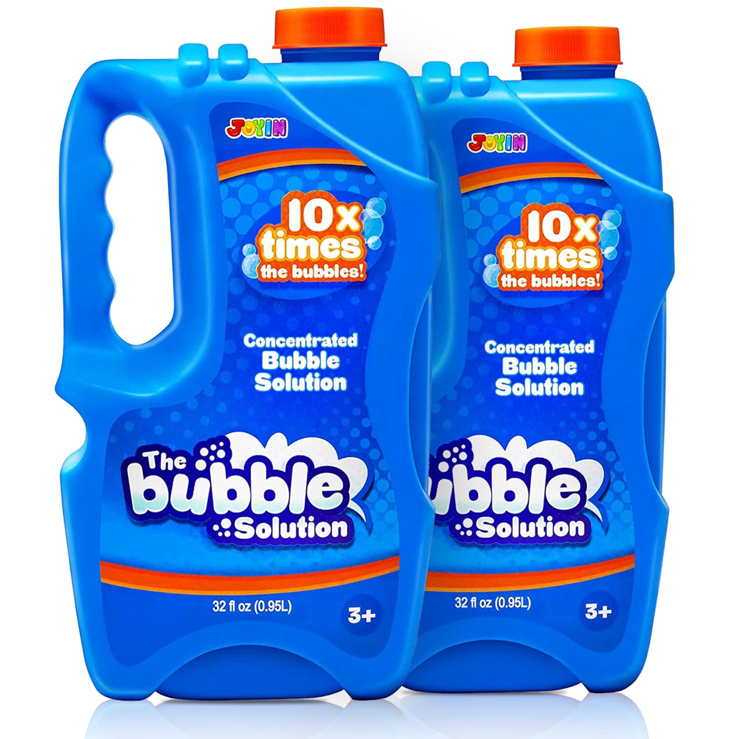 Hot JOYIN 2 Bottles Bubbles Refill Solutions 64 oz (up to 5 Gallon), Concentrated Solution for Bubble Machine, Gun, Wand Refill Fluid Summer, Easter Toys(Orange+Blue)