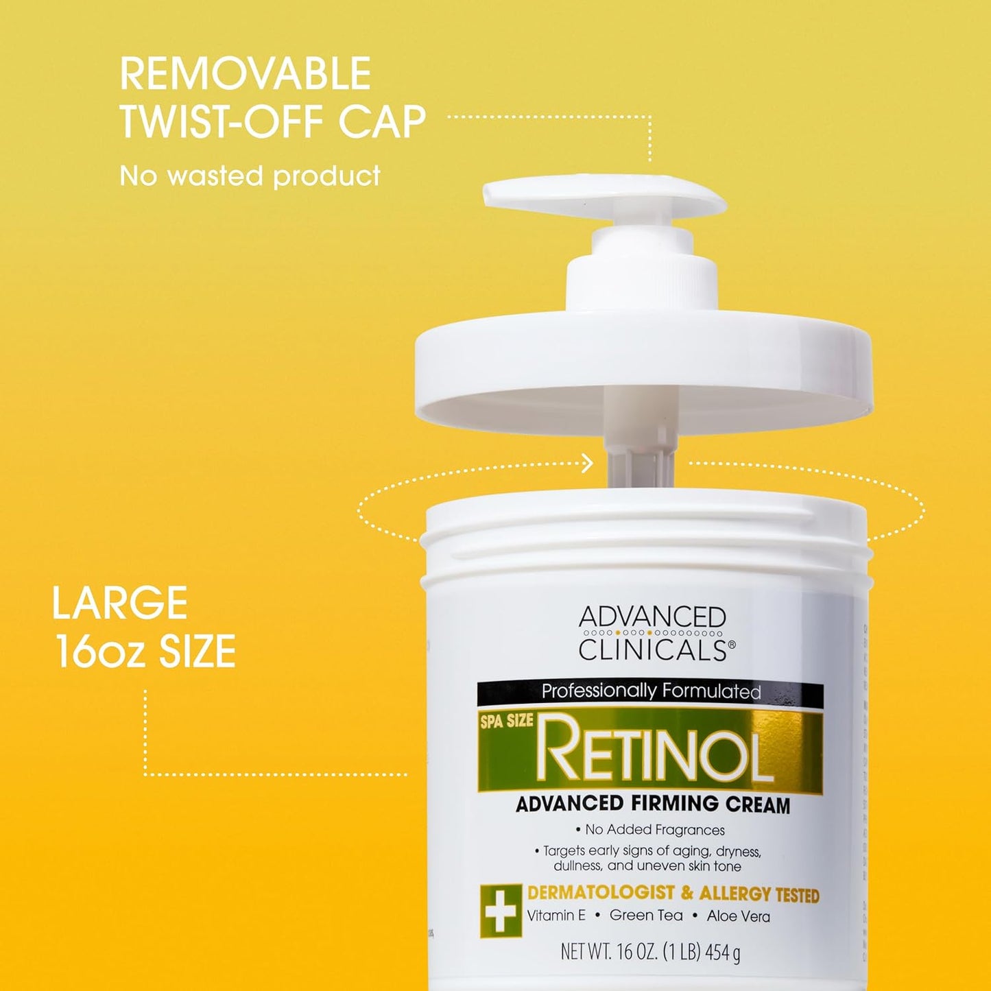 HotAdvanced Clinicals Retinol Body Lotion & Face Moisturizer | Visible Anti Aging Skin Care Retinol Body Cream For Women & Men Targets Look Of Fine Lines, Wrinkles, & Crepe Looking Dry Skin, 16 Ounce