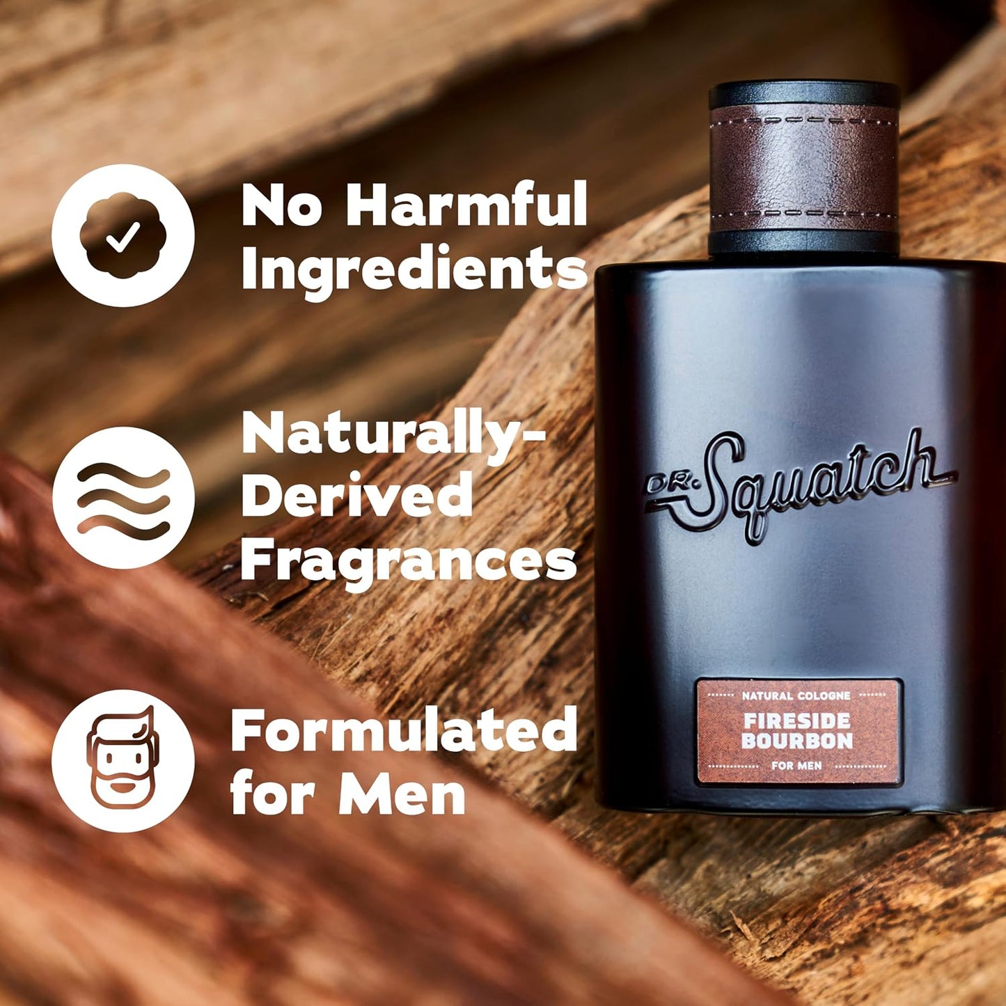 Hot Dr. Squatch Natural Cologne for Men - Scent-Lock Technology and Sustainably-Sourced Ingredients - Fireside Bourbon Cologne (1.7 fl oz)