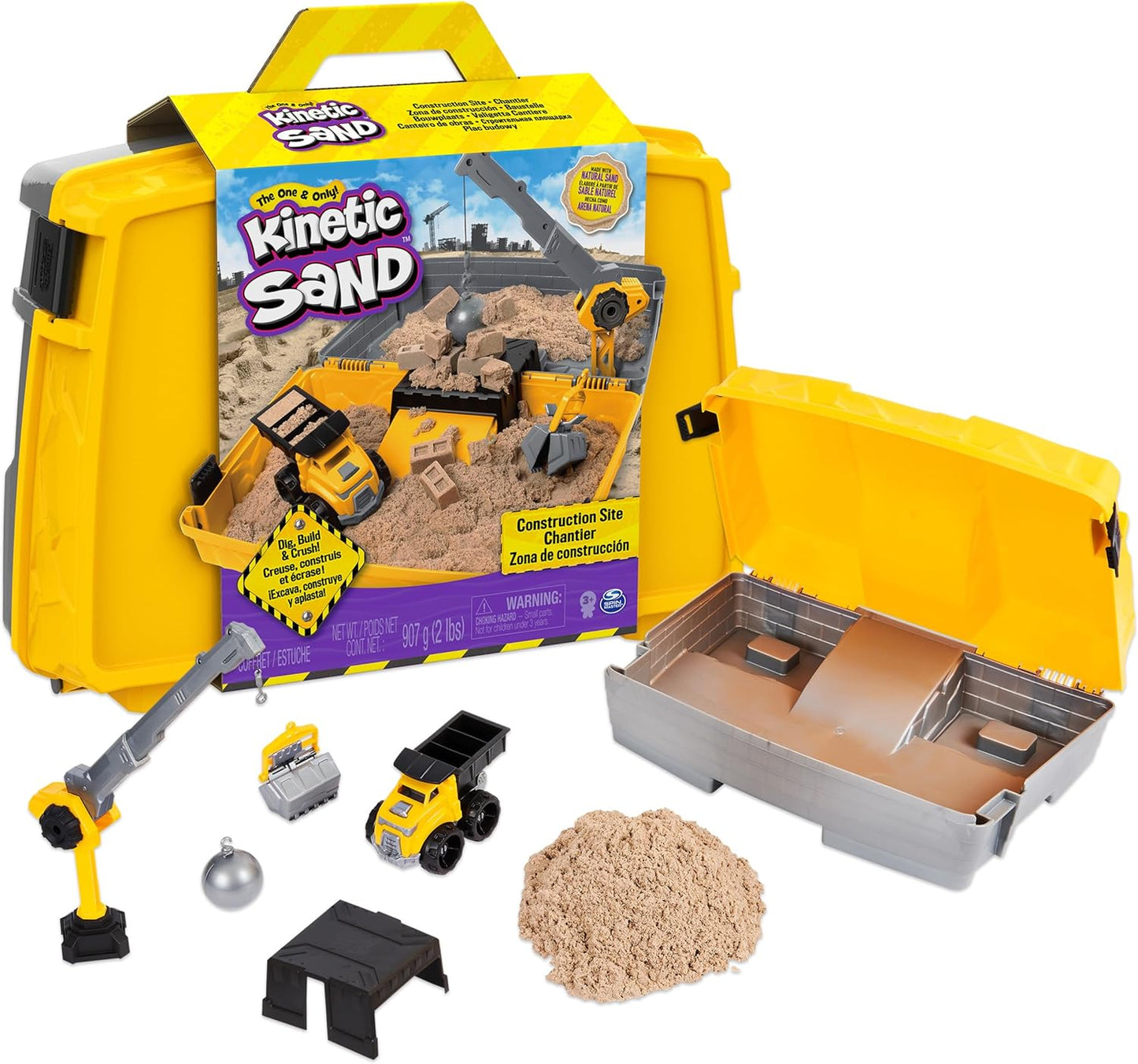 HotKinetic Sand Construction Site, Moldable Play Sand Sensory Toys, Ages 3+