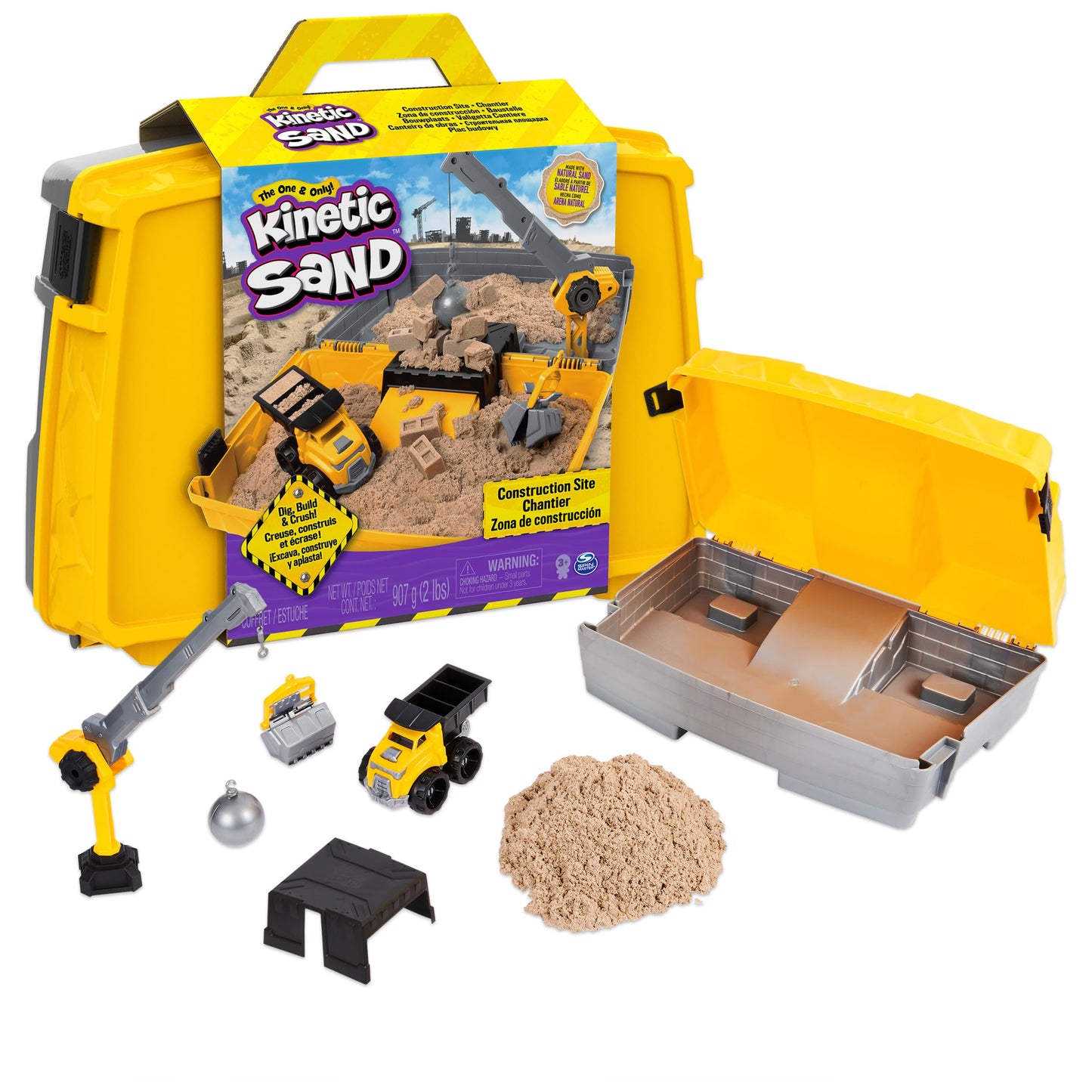 HotKinetic Sand Construction Site, Moldable Play Sand Sensory Toys, Ages 3+