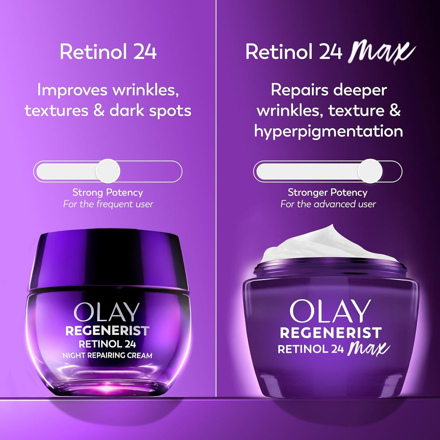HotOlay Retinol Night Cream for Women, MAX, Anti-Aging Face Mousturizer, Fragrance-Free, Non Greasy - Anti-Wrinkle, Smooth Fine Lines, Hydrating Skin Care - Triple Collagen Cream, Niacinamide, 1.7oz