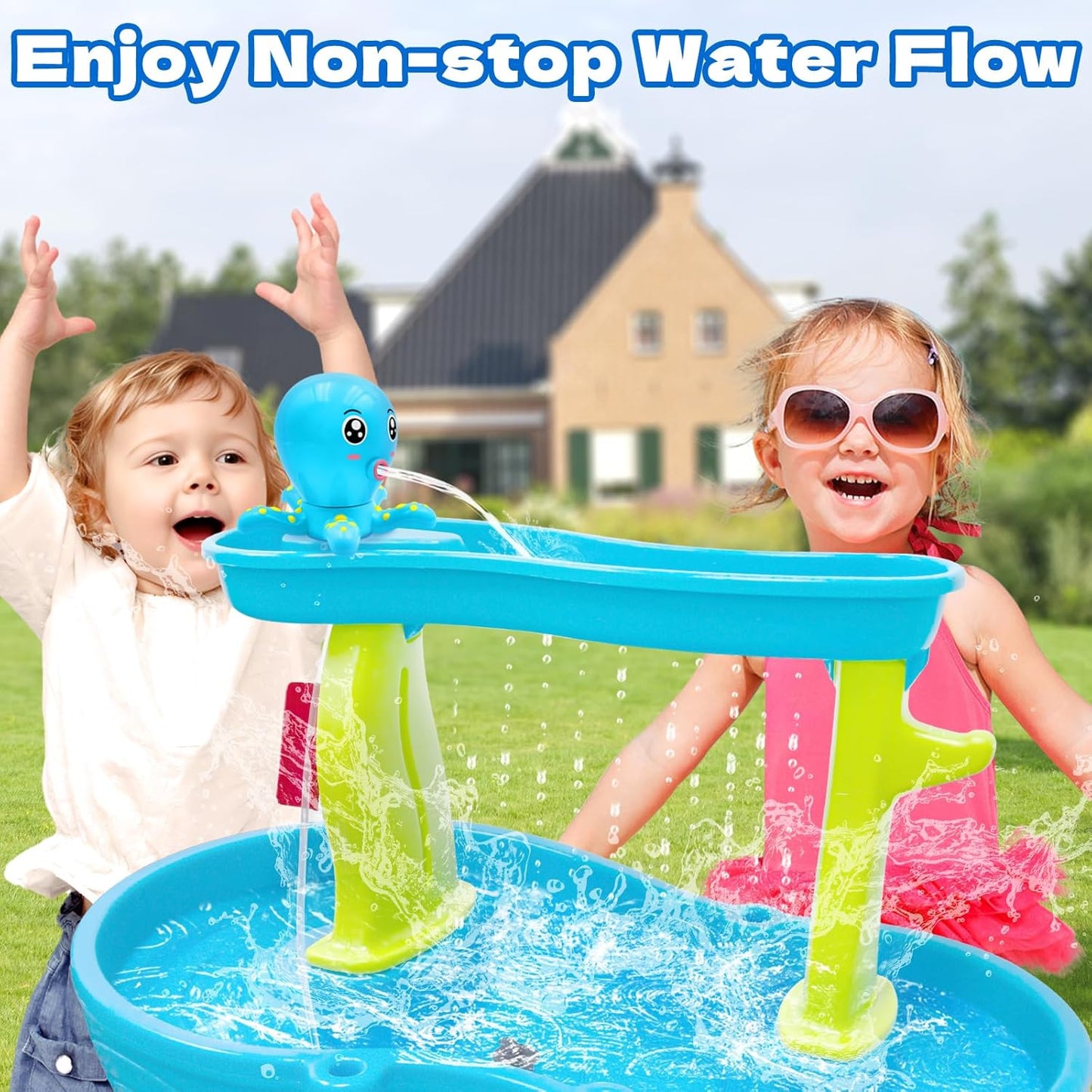 Hot Intoypad Water Table Pump, Octopus Battery Powered Water Pump for Water Table 3 Hours Non-Stop Fun Summer Outdoor Water Toys Outside Water Play Table Accessories for Toddlers Kids (Blue)