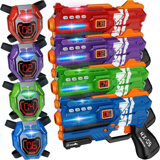 Hot Laser Tag Guns Set of 4 Laser Tag Guns with Digital LED Score Display Vests,Gifts for Teens and Adults Boys & Girls,Adults and Family Fun,Gift for Kids Ages 8 9 10 11 12+Year Old Boy