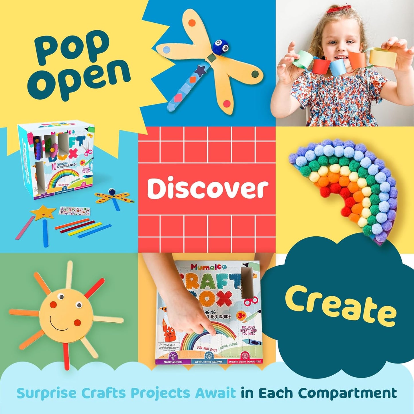 Hot Mumaloo Arts and Crafts Kit for Kids – 10 Projects Ages 4–8 | No-mess craft box for girls & boys | Preschool homeschool art supplies | Educational gift | 3 4 5 6 7 8 year old toddler