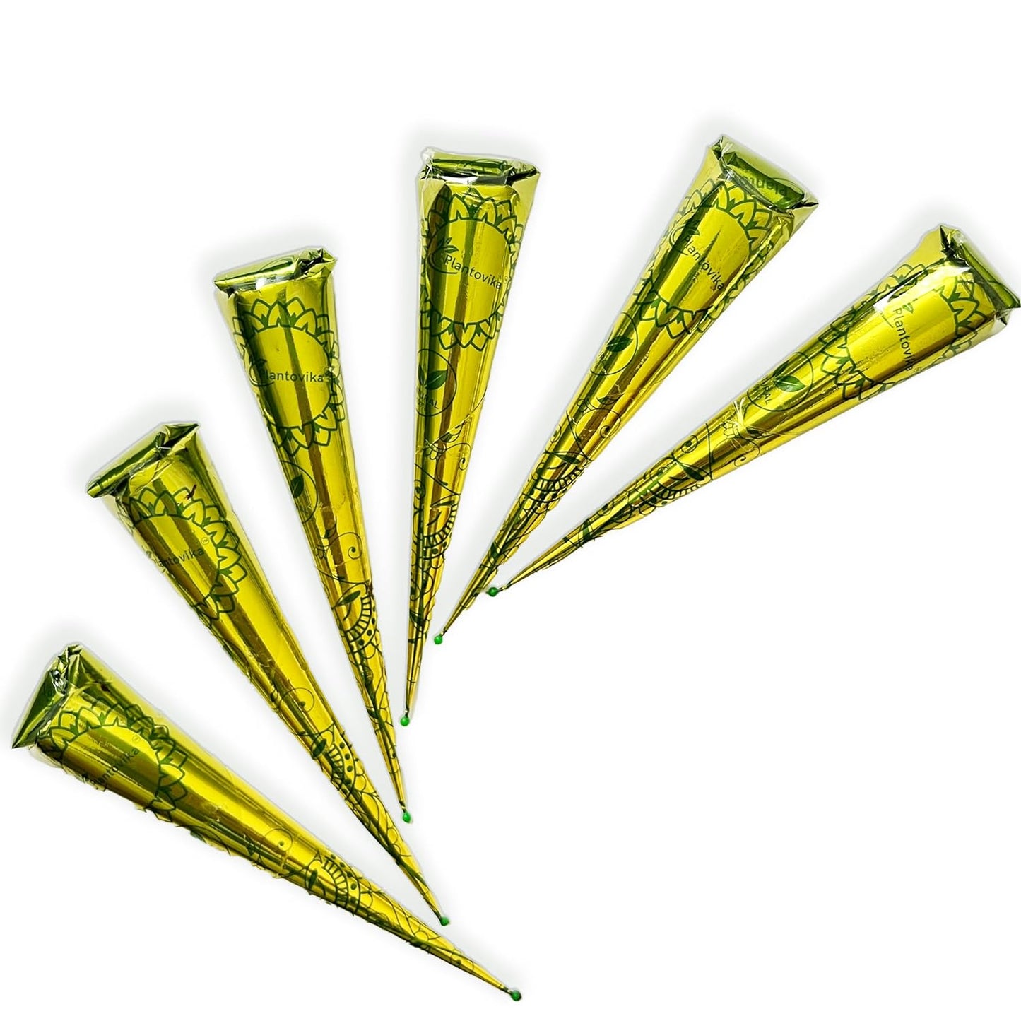 HotHenna Cone Made from 100% Natural Leaves | Fresh Ready-to-Use Pre-Filled Paste, Henna Tube | Dark Reddish Brown | No Additives | Long Lasting Color | Pack of 6