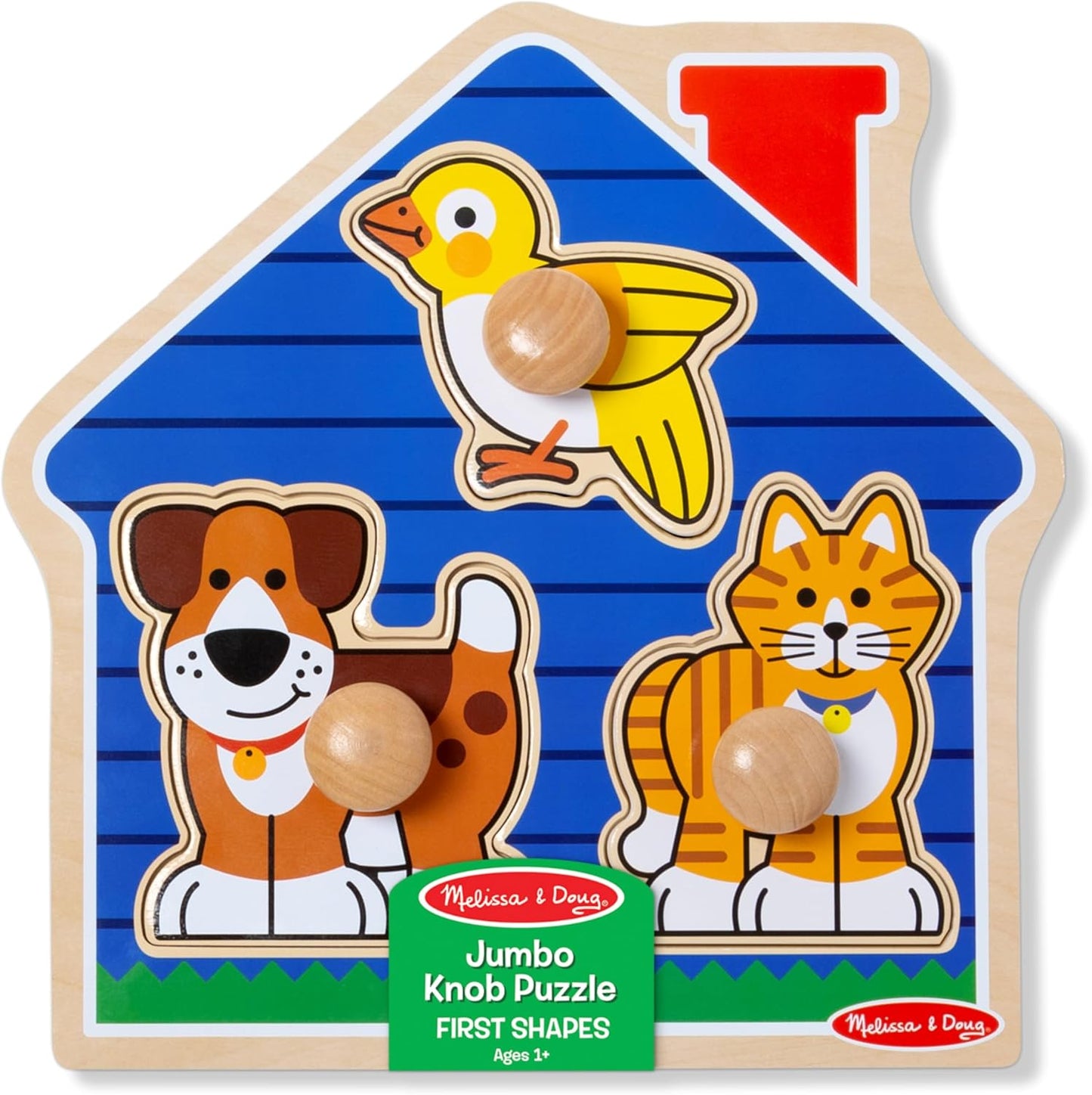 Hot Melissa & Doug Pet Animals Jumbo Knob Puzzle, Wooden Peg Puzzle for Toddlers, Educational Toy for Shape Recognition and Fine Motor Skills, Ages 1+