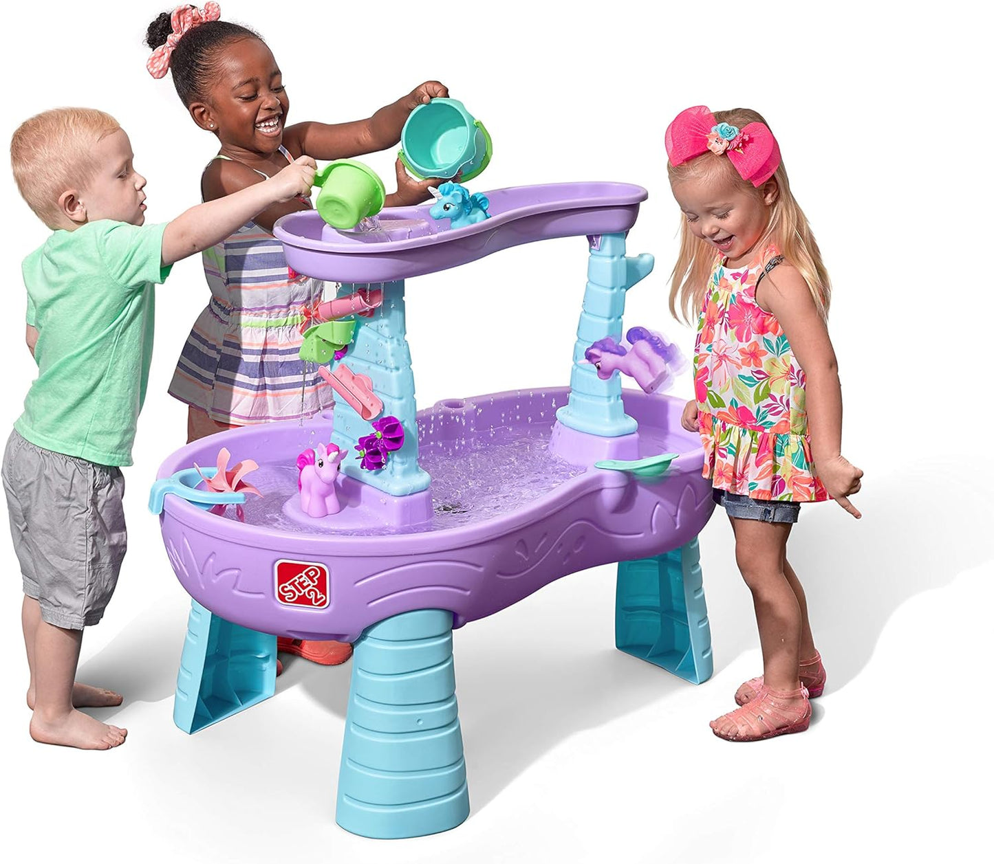 HotStep2 Rain Showers and Unicorns Water Table for Kids, Toddler Outdoor Sensory Play Table, 13 Accessories, Pink, Ages 18 Months+