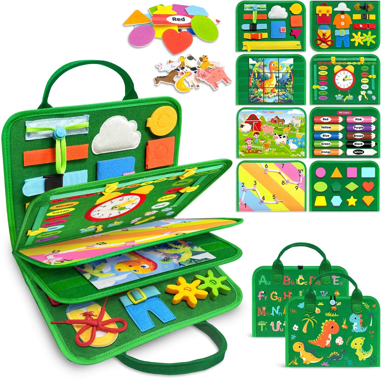 HotGojmzo Busy Board Montessori Toys for Toddler Boy Birthday Gifts, Busy Book Sensory Toys for Toddlers, Learning Educational Toddler Travel Activities