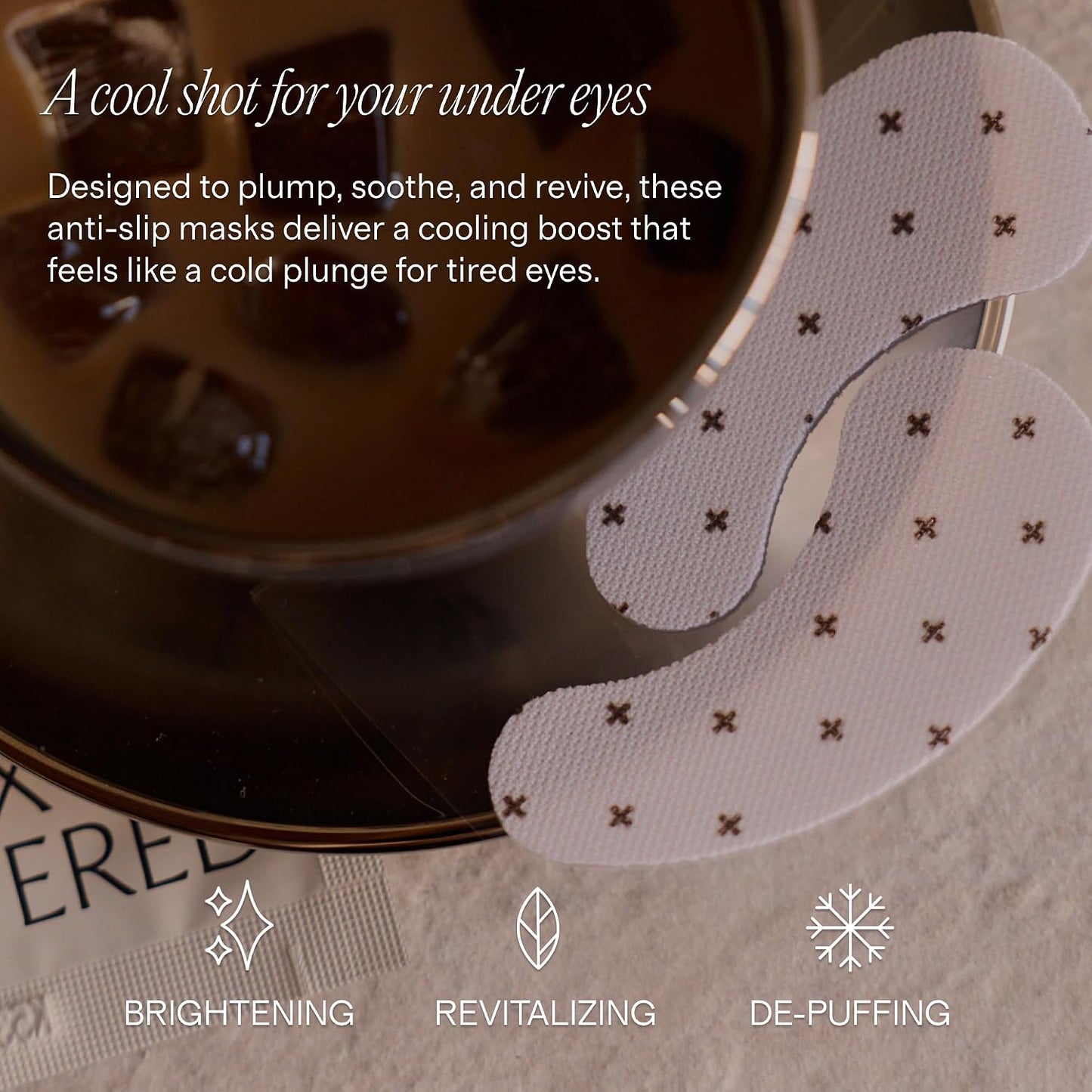 Hot+ Lux Unfiltered Iced Latte Cooling Under Eye Patches - Anti-Slip Caffeine Infused Korean Eye Mask - Reduces Puffiness, Brightens & Hydrates - Niacinamide & Hyaluronic Acid - Vegan - 10 Pairs