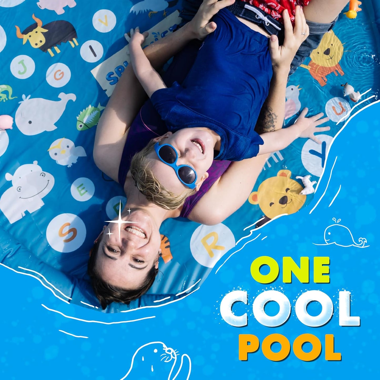 HotSplashEZ 3-in-1 Splash Pad, Sprinkler for Kids & Baby Pool for Learning – Toddler Sprinkler Pool, 60’’ Outside Water Toys – “from A to Z” Outdoor Play Mat for Babies & Toddlers