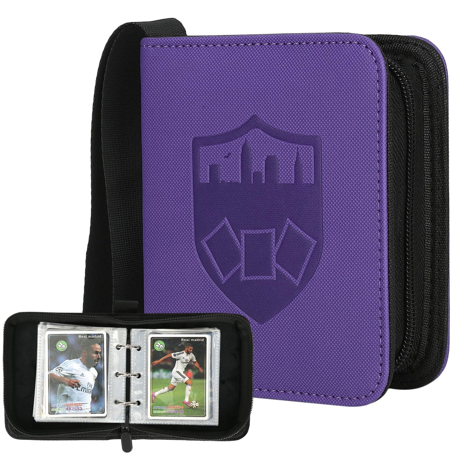 HotGERMUN 9 Pocket Trading Card Binder,720 Cards,40 Top-Loading Pages, Double Sided Pockets PU Cover Zipper Collection Album Folder for Standard MTG, TCG, Sports Cards(Black)