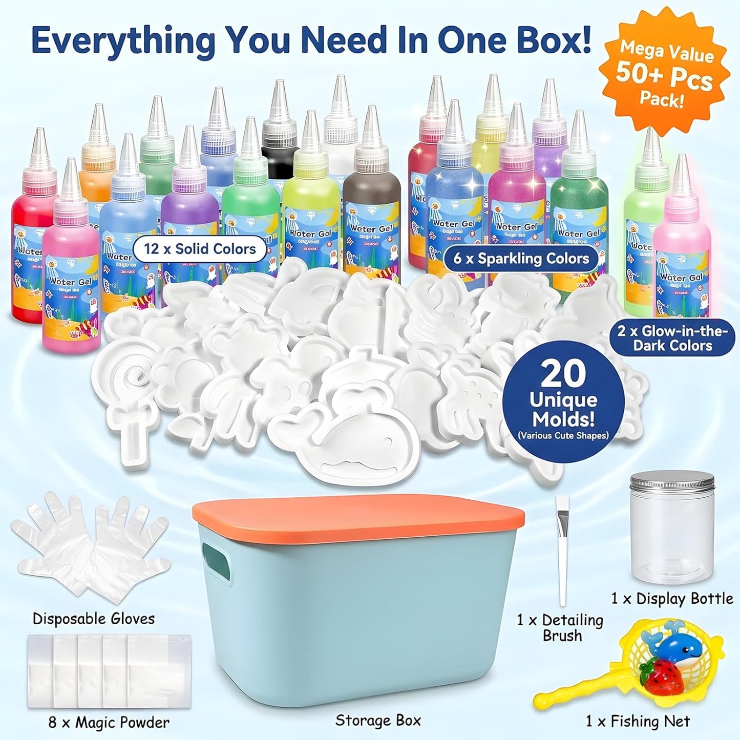 Hot EggSun Magic Water Elf Toy for Kids,Aqua Fairy Water Gel Kit,20 Colors Squishy Maker Set,20 Shape Molds,Fun DIY Art & Craft Toy Creation Kit for Children,Birthday Party Gifts for Girls and Boys