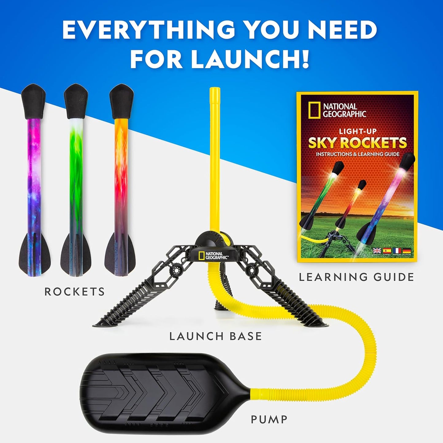 Hot National Geographic LED Air Rocket Launcher Toy for Kids Ages 8-12 | Launches Up to 100 Feet, Air Powered, Foam-Tipped Rockets, Outdoor STEM Toy, Light-Up Rocket, Birthday Gift