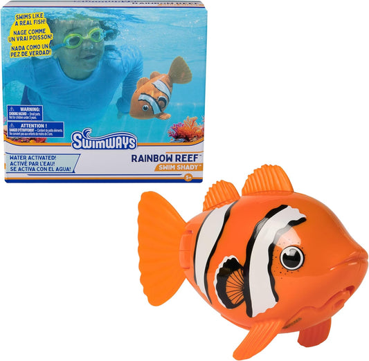 HotSwimWays Rainbow Reef Clownfish Water-Activated Pool Toy for Ages 5+ | Realistic Swimming Patterns Inspire Imaginative Play, Toy Supports Swimming Skills, Coordination, and Competitive Games