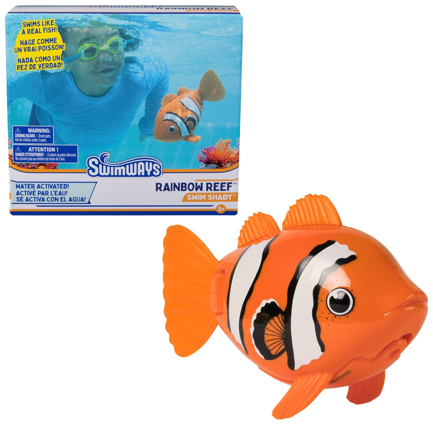 HotSwimWays Rainbow Reef Fish Toy, Kids Swimming Accessories & Water Toys, Learn to Swim Pool Toys for Kids Ages 5 & Up, Batteries Included, Tuna Turner | Realistic Swimming Patterns Inspire Imaginative Play, Toy Supports Swimming Skills, Coordination, an