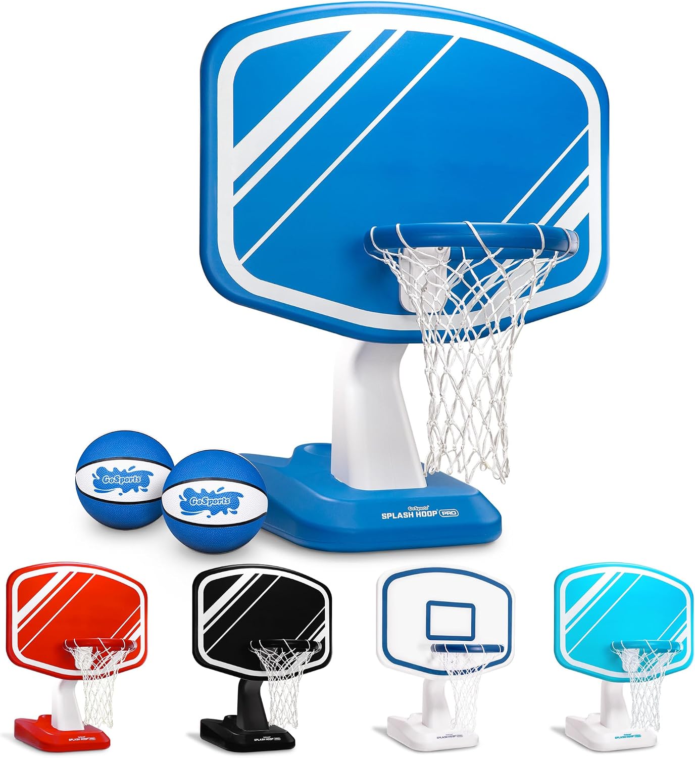 HotGoSports Splash Hoop PRO Pool Basketball Game – Modern Poolside Basketball Hoop with Backboard, Ball & Pump – Swimming Pool Basketball Hoop for Inground & Above Ground Pools