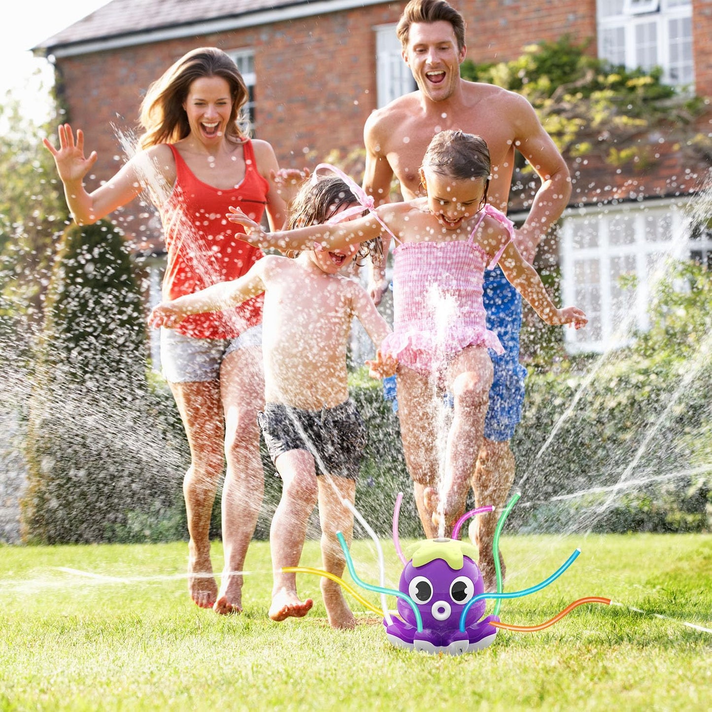 HotSAMTOP Outdoor Water Spray Sprinkler for Kids and Toddlers, Summer Outside Toys Backyard Games with 8 Wiggle Tubes, Attaches to Garden Hose Splashing Fun Toys for 3 4 5 6 7 8 Year Old Boys Girls Gifts