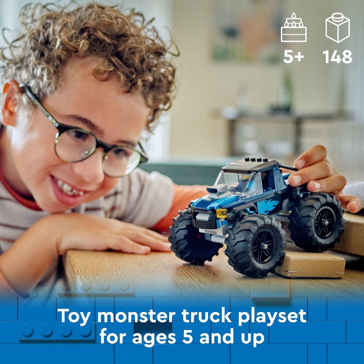 HotLEGO City Blue Monster Truck Off-Road Toy Playset with a Driver Minifigure, Imaginative Toys for Kids, Fun Gift for Boys and Girls Aged 5 Plus, Mini Monster Truck, 60402