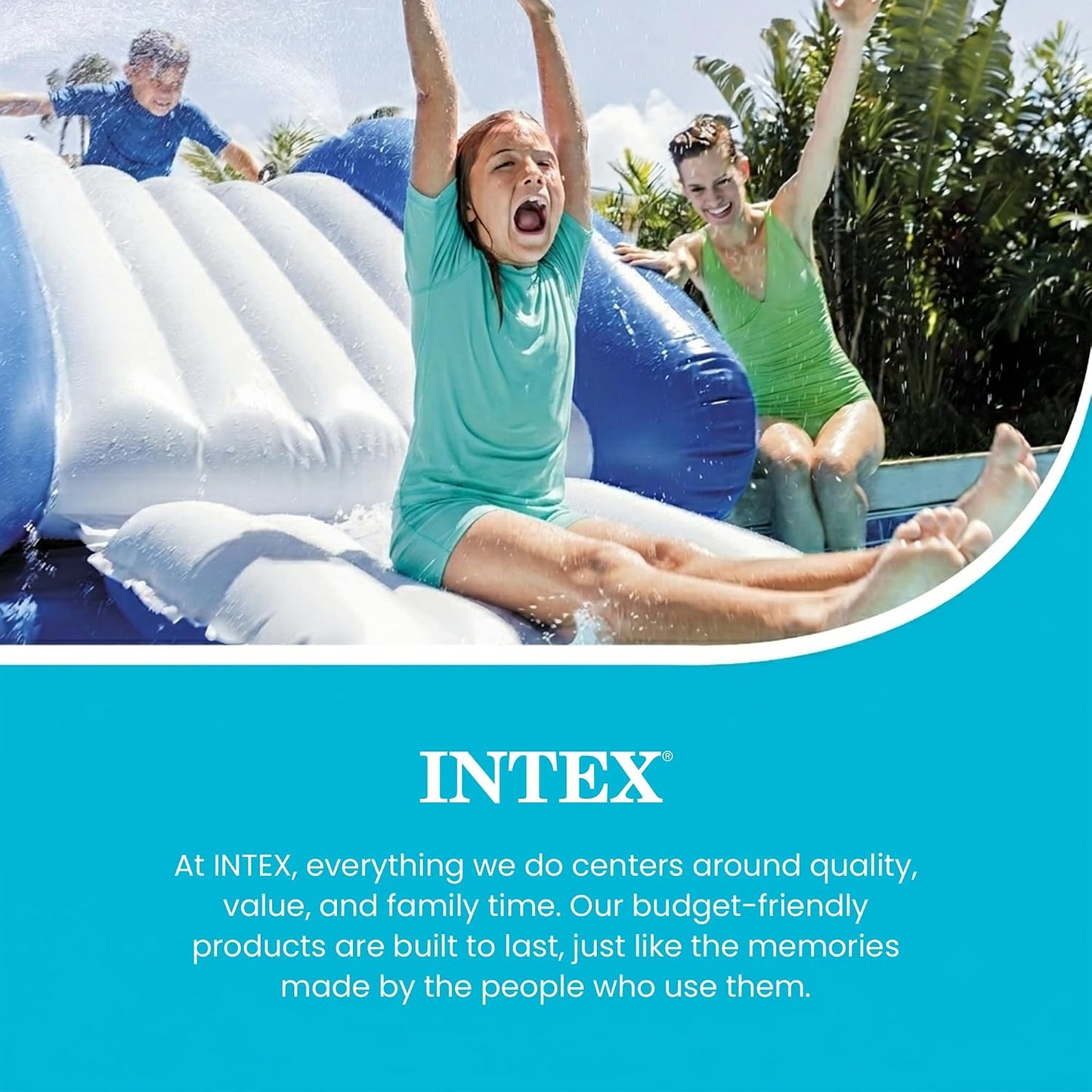 HotINTEX 58849EP Kool Splash Inflatable Water Slide Swimming Pool Play Center with Built in Sprayers for Kids and Adults, Ages 6 and Up, Blue