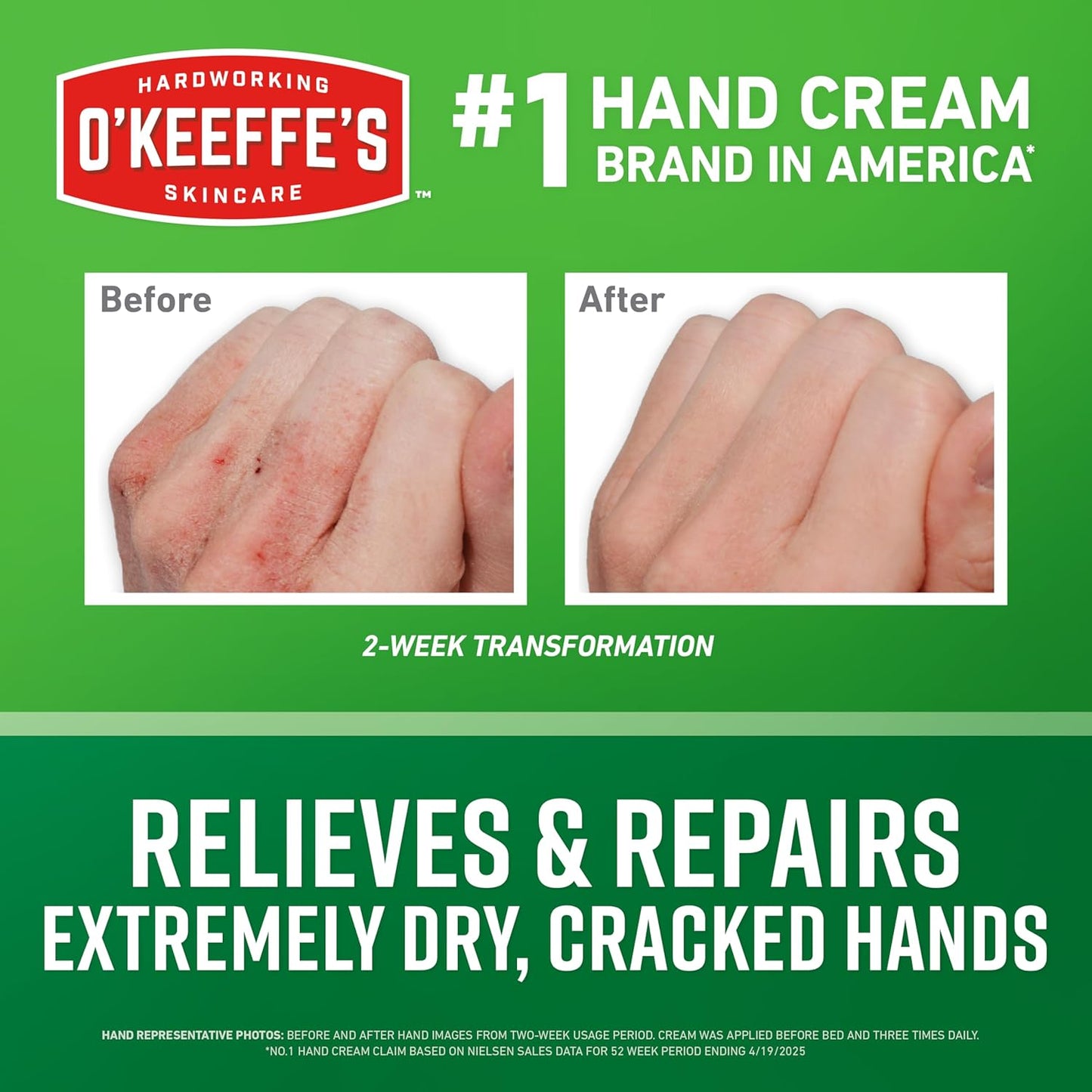HotO'Keeffe's Working Hands Hand Cream for Extreme Dryness - 3 oz Tube (2 Pack) - Repairing Skincare for Cracked, Dry Hands
