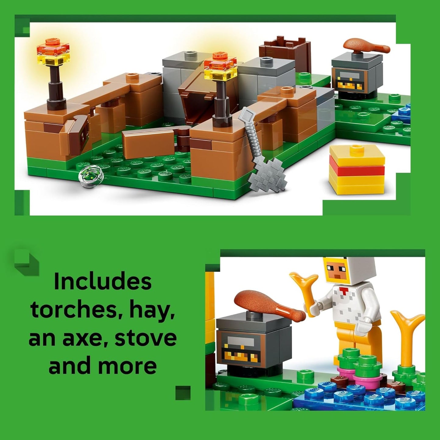 HotLEGO Minecraft Chicken Farm Building Toy for Kids - Video Game Playset & Figures for Boys & Girls, Ages 7+ - Gift for Birthdays - 21585