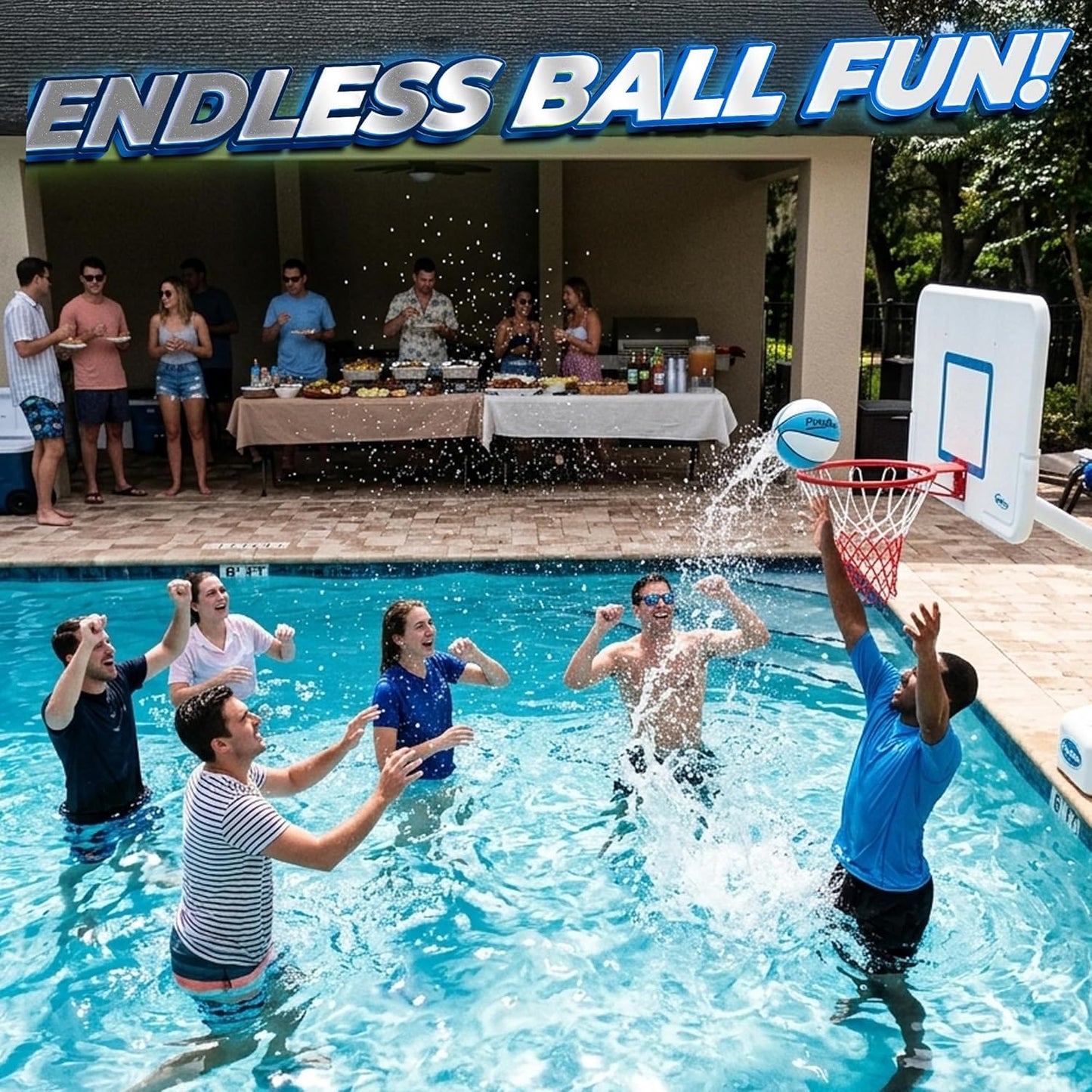Hot PlayBolt 7-Inch Pool Basketballs (3 Pack) - Waterproof Water Toy Balls - Size 3 Floating Water Basketball for Pool Hoop, Swimming Pool Party Games, Kids & Adults