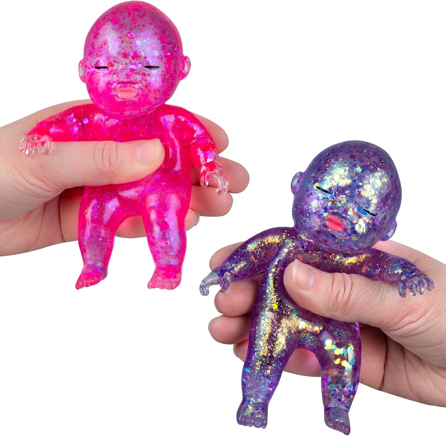 Hot ORB Sugar Swaps Jumbo Baby Squishies Pink and Purple 2 Pack - 2 Big, Sparkly Sugar Baby Squishy Toys to Stretch, Squeeze, Collect, Trade - Stress Relief, Sensory and Fidget Toys for Kids and Adults