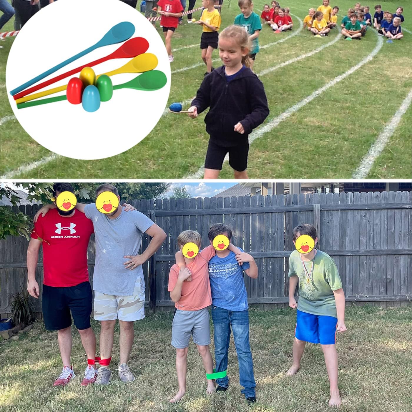 Hot CWLAKON Outdoor Games, Potato Sack Race Bags for Kids Adults, Egg Spoon Relay Race, 3 Legged Race Bands, Birthday Party, Field Day Family Reunion Carnival Outside Yard Lawn Easter Fall Festival Games